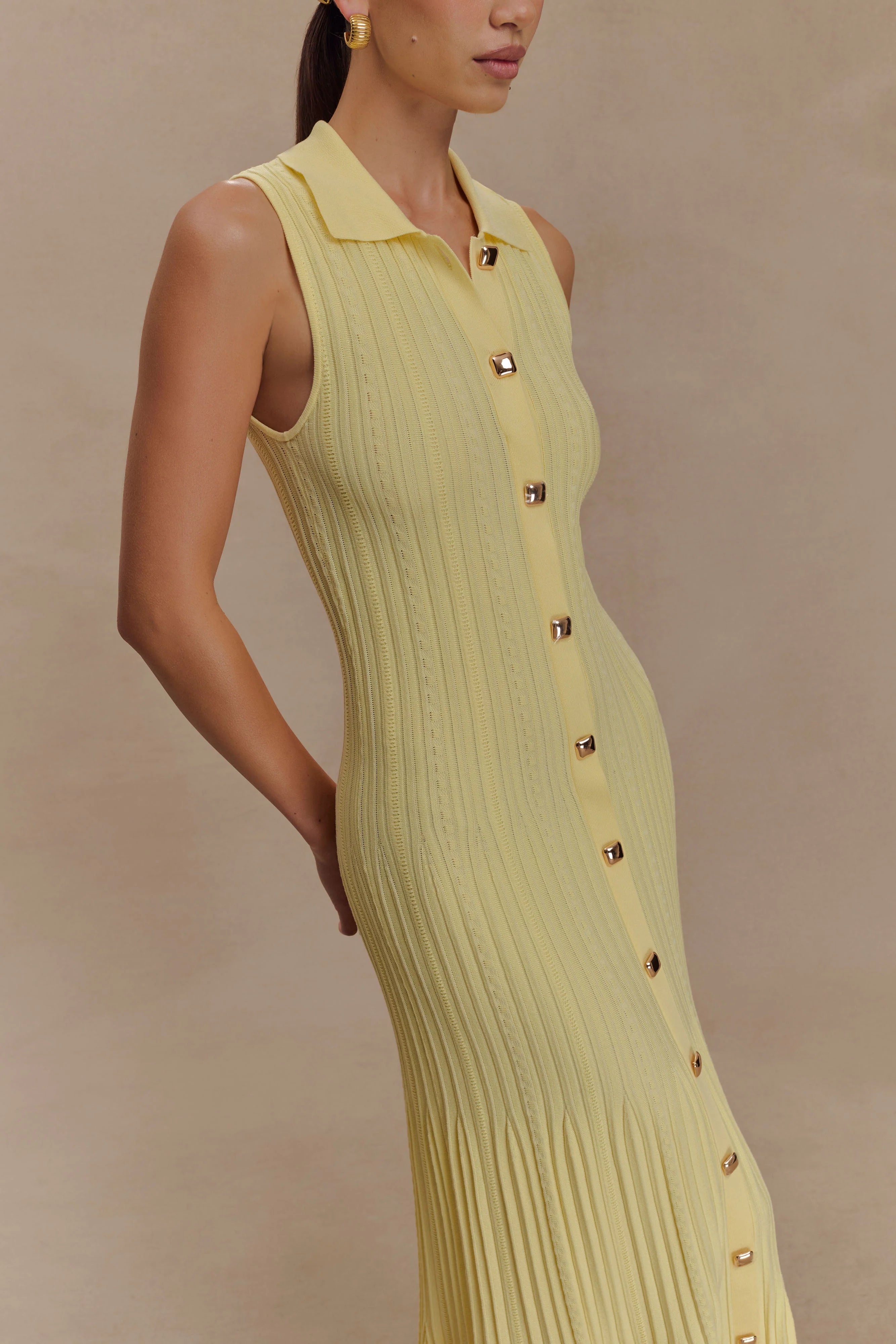 Margie Sleeveless Knit Midi Dress - Lemon