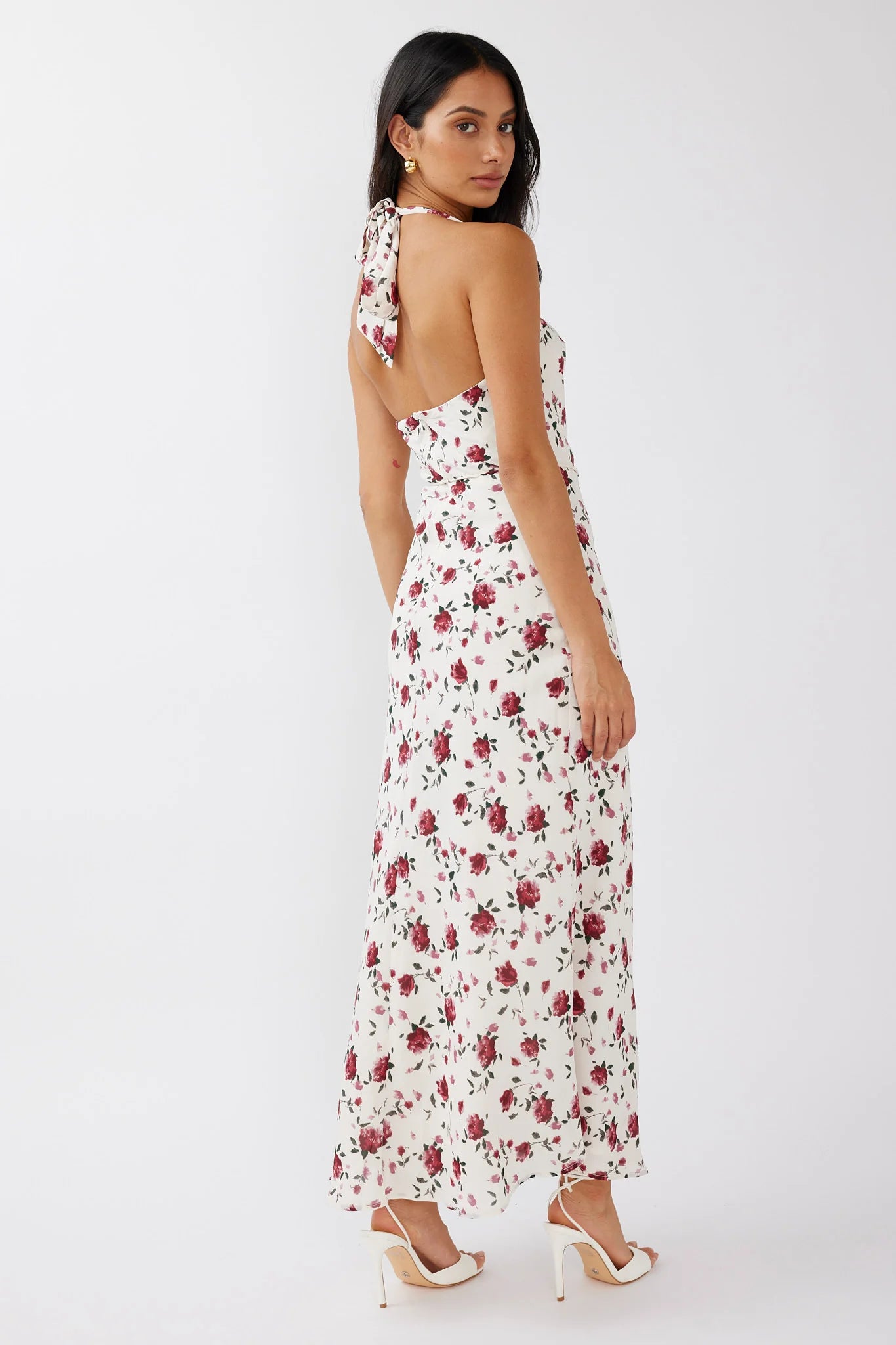 Love's Kiss Cowl Halterneck Maxi Dress Rose