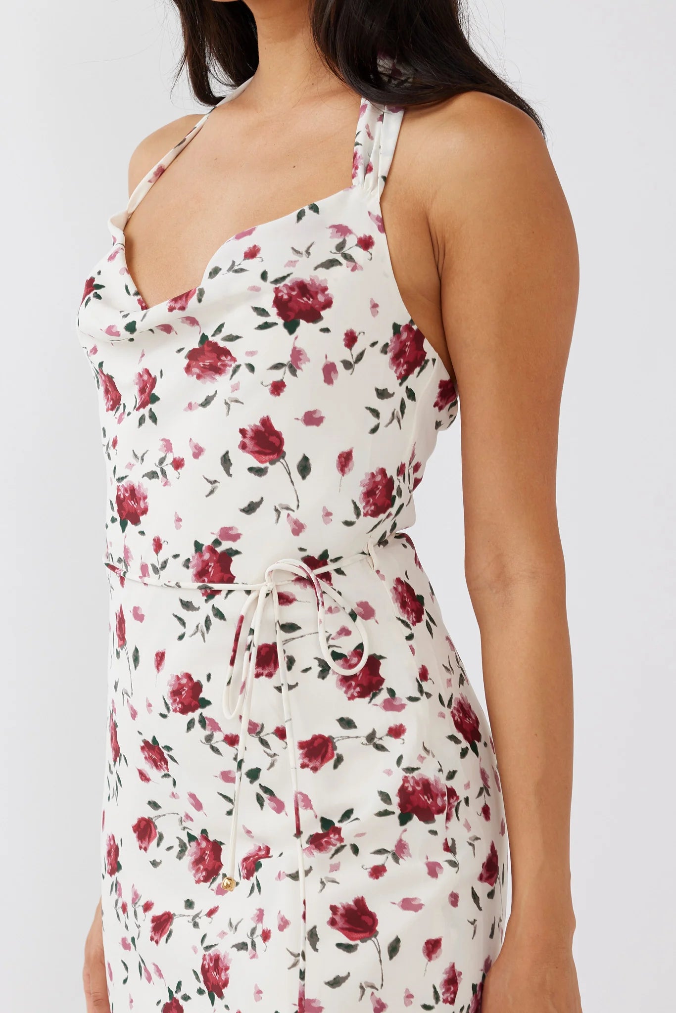 Love's Kiss Cowl Halterneck Maxi Dress Rose