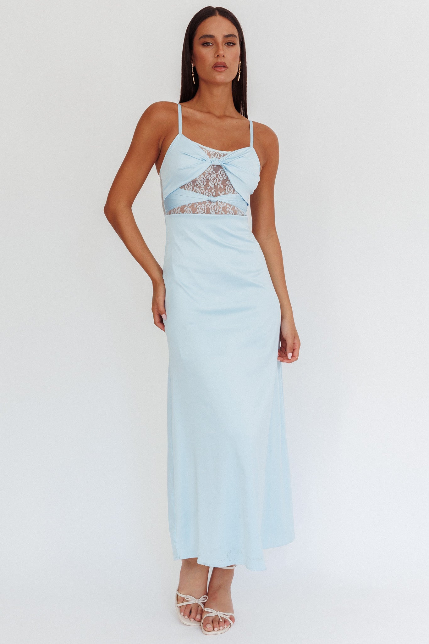 Wyatt Lace Twish Bust Maxi Dress Baby Blue