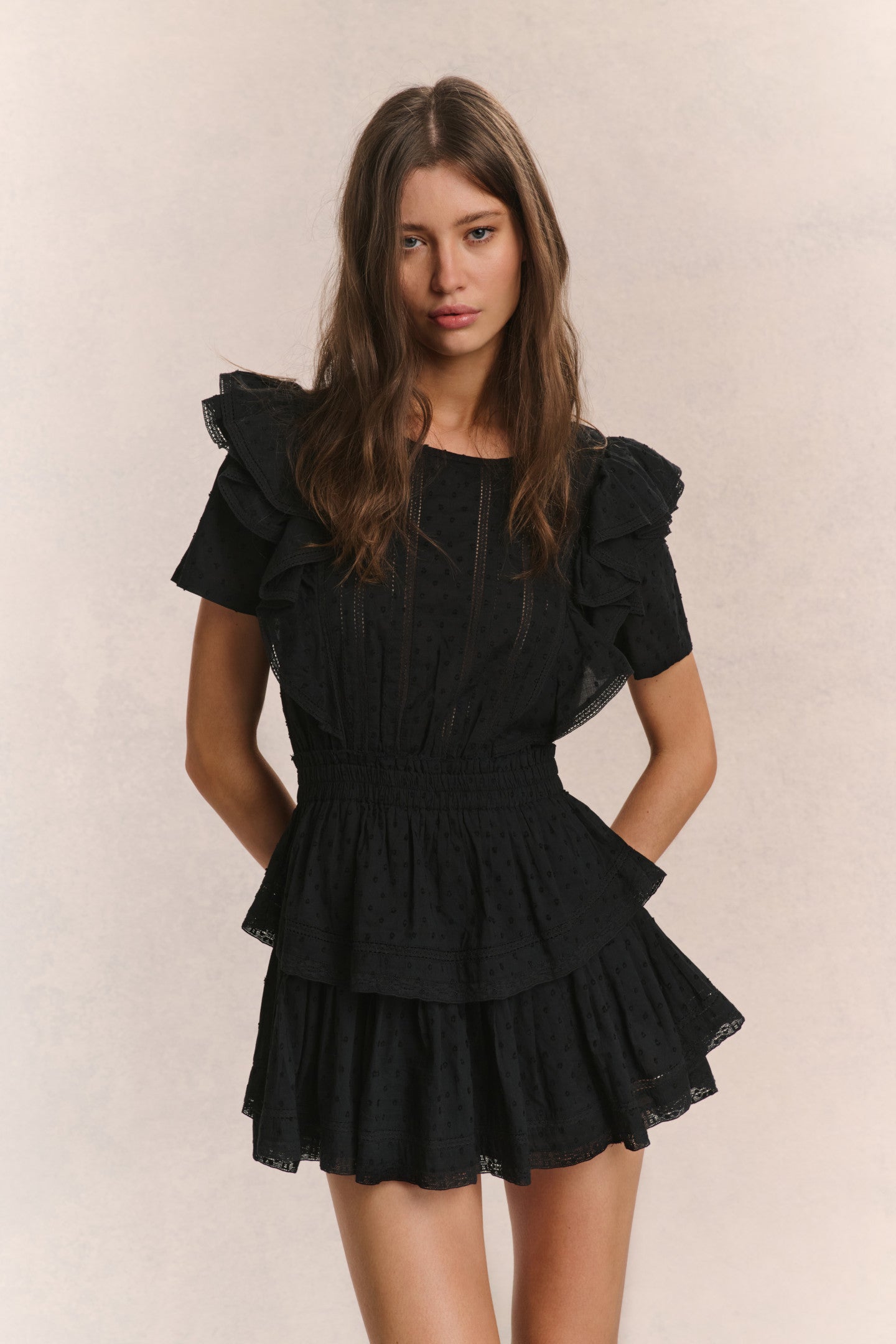 Natasha Heritage Mini Dress - BLACK