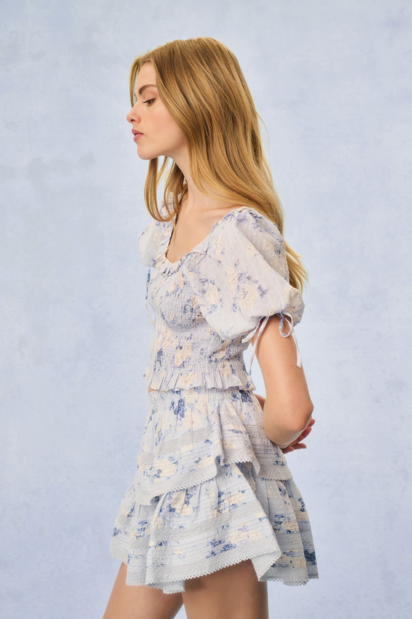 Molly Fragrance Print Top - WHISPER BLUE