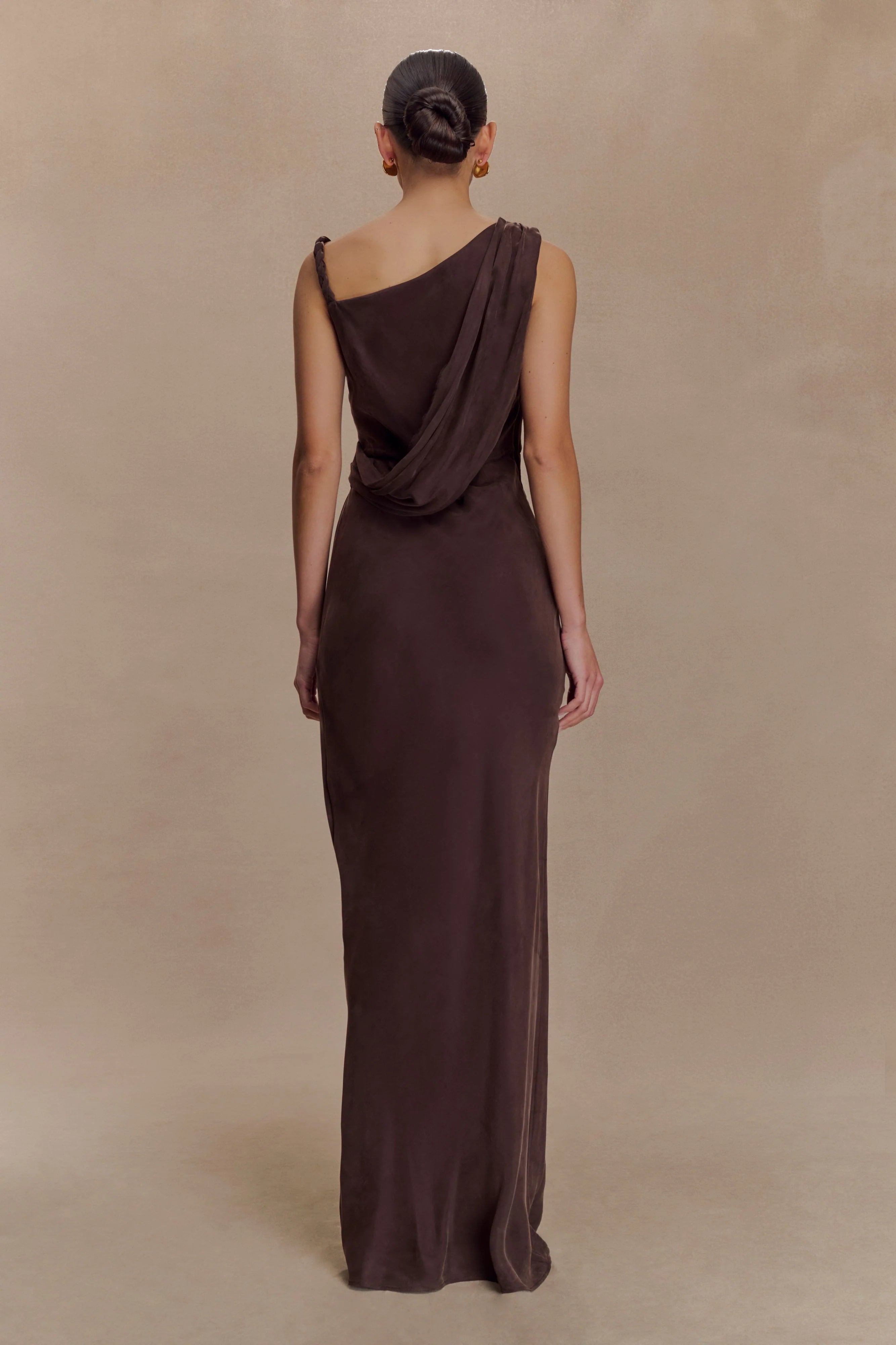 Lorieanne Draped Maxi Dress - Dark Chocolate