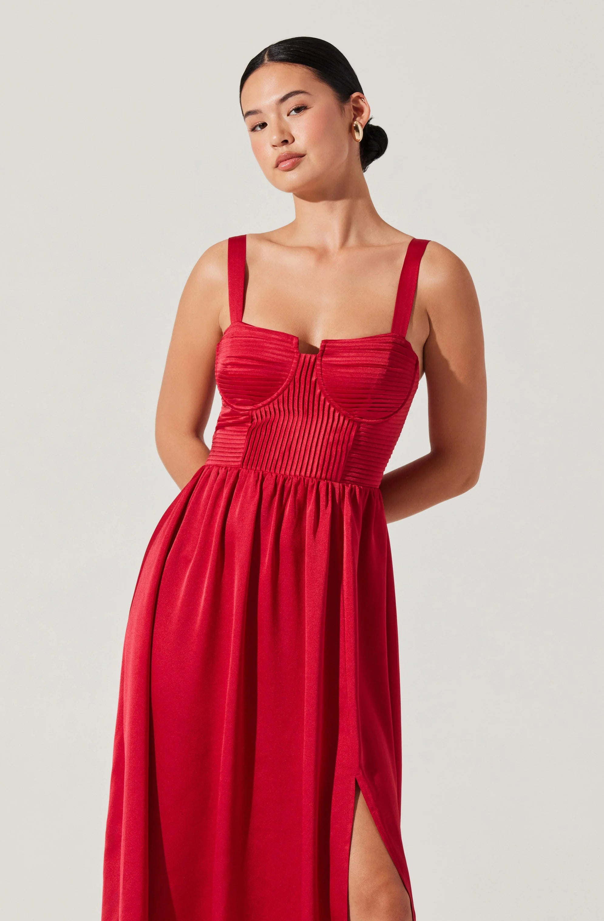 Pleated Bustier Midi Dress