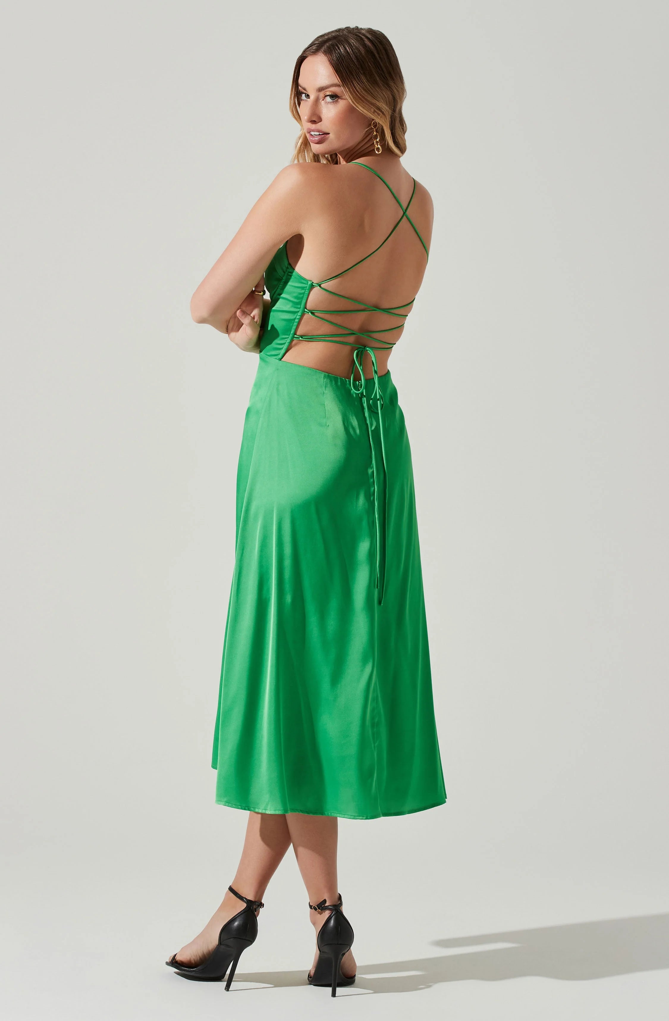 Gala Bustier Cross Strap Midi Dress