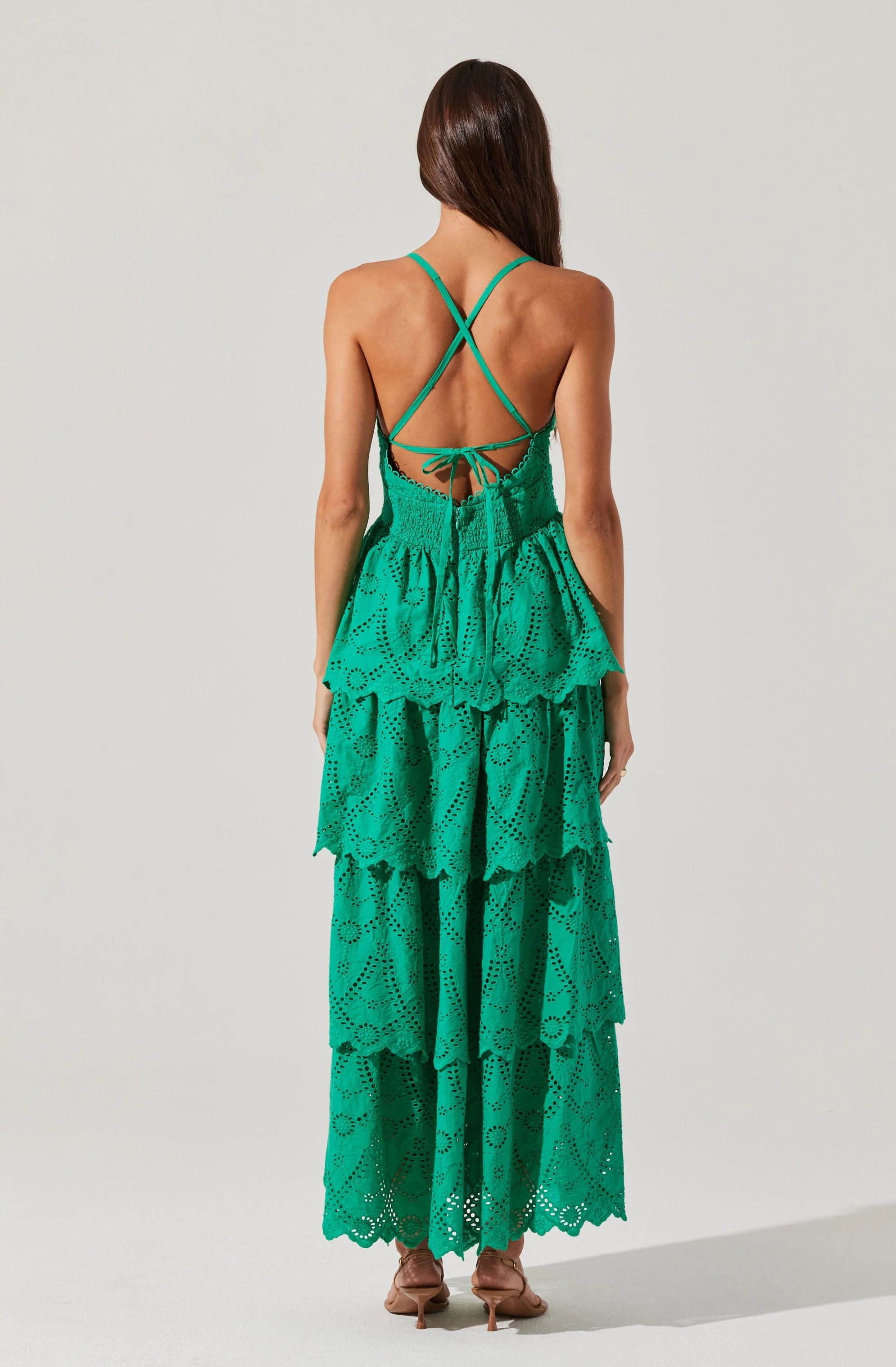 Faeryn Eyelet Tiered Maxi Dress