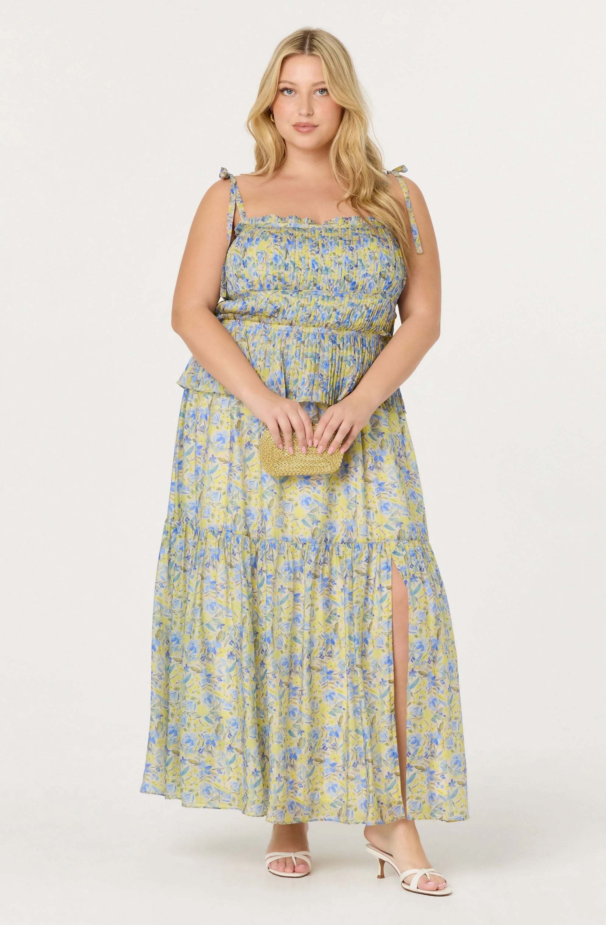 Ethelind Floral Pleated Maxi Dress