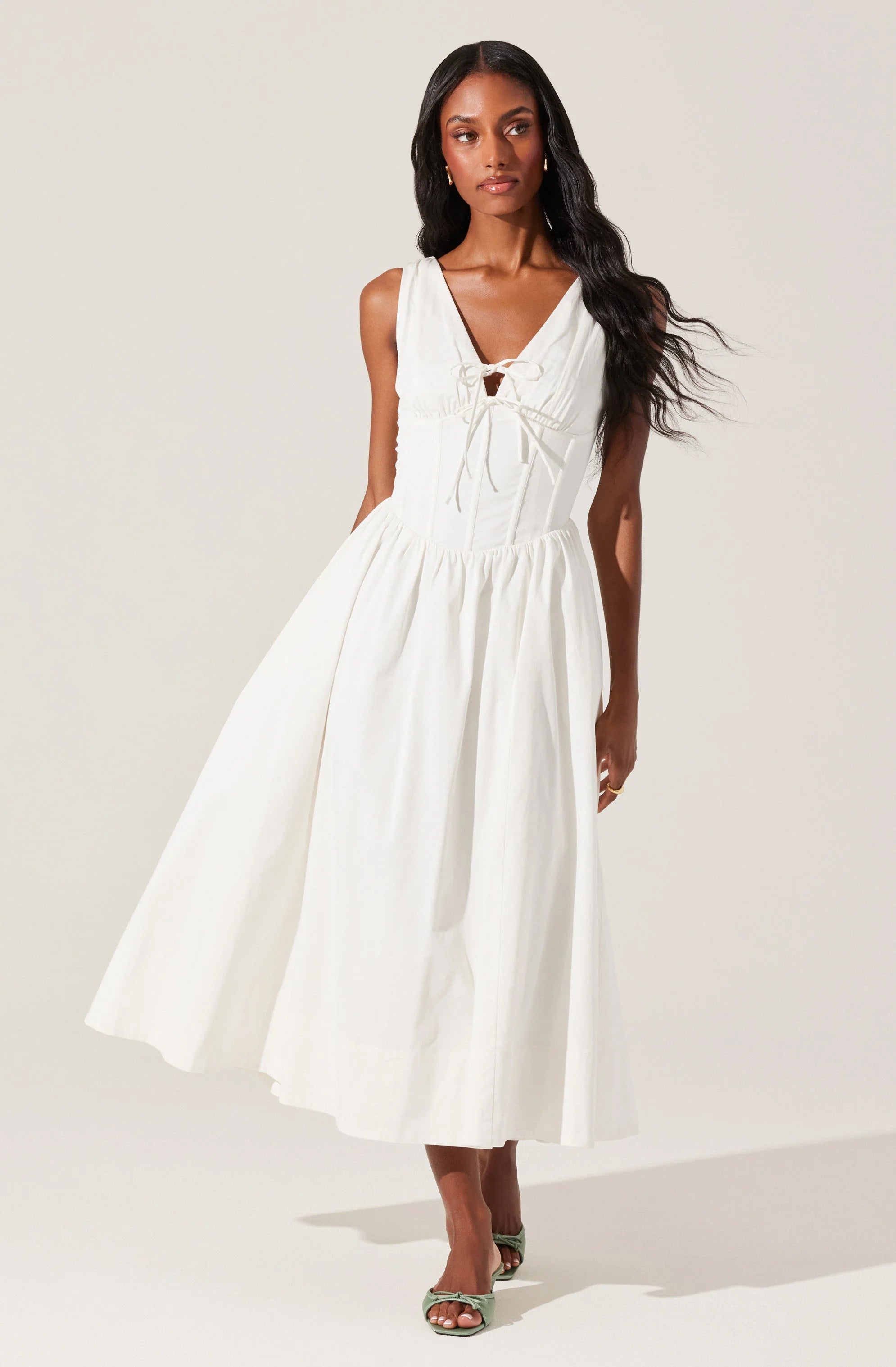 Maili Corset Poplin Midi Dress