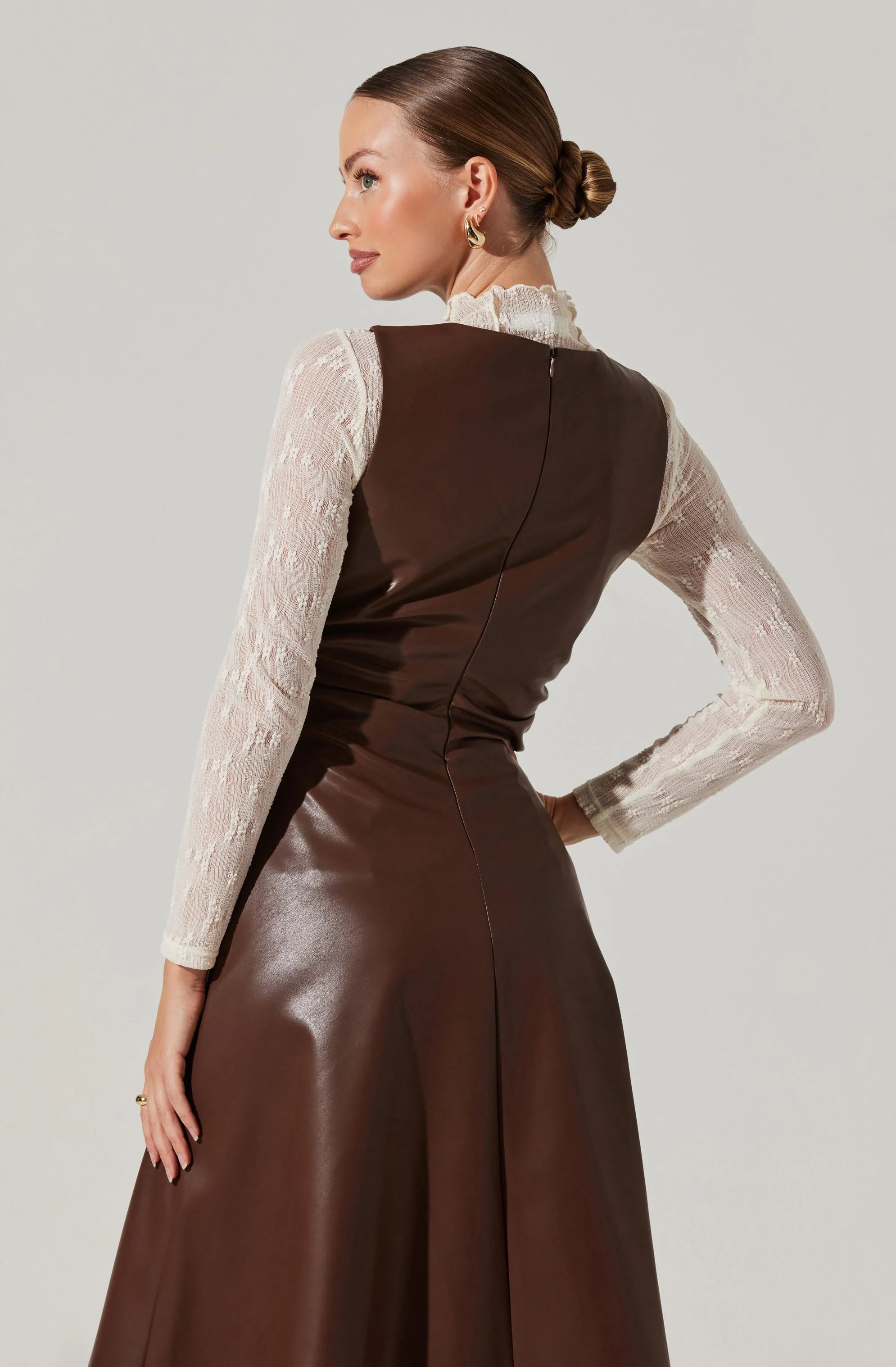 Omaira Faux Leather Midi Dress