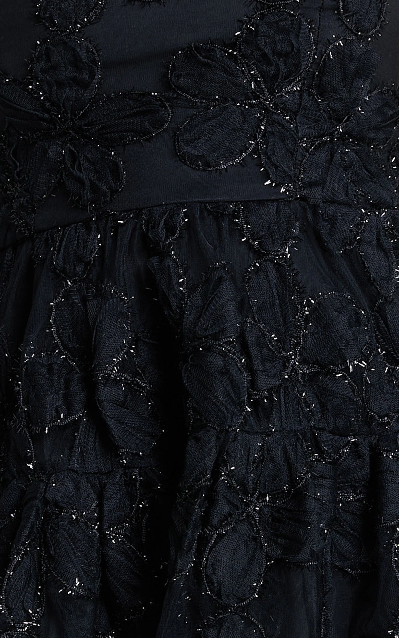 Marzy Mini Dress Strapless Floral Detail Lace Fit and Flare Dress in Black