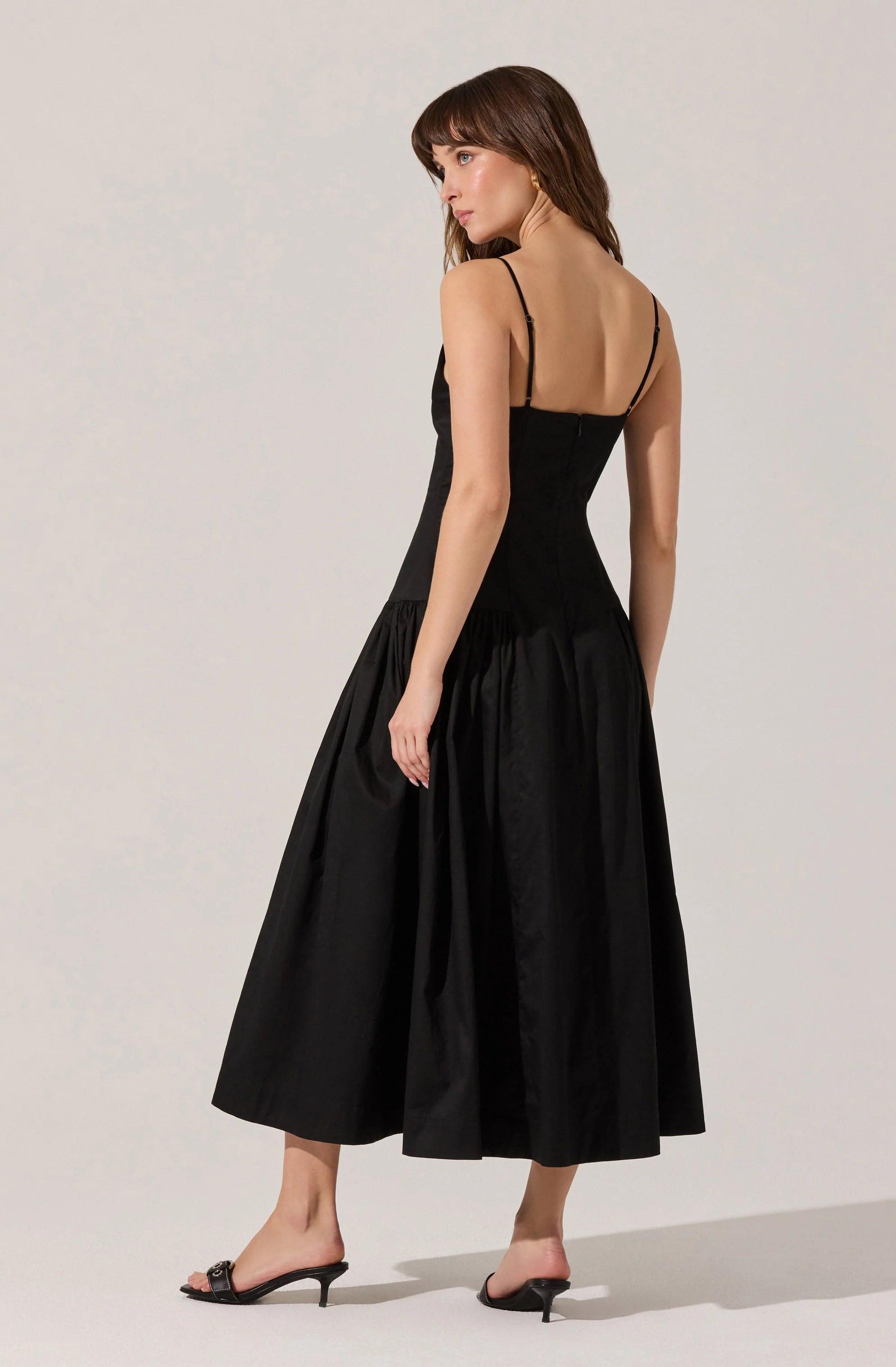 High Square Neck Midi Dress