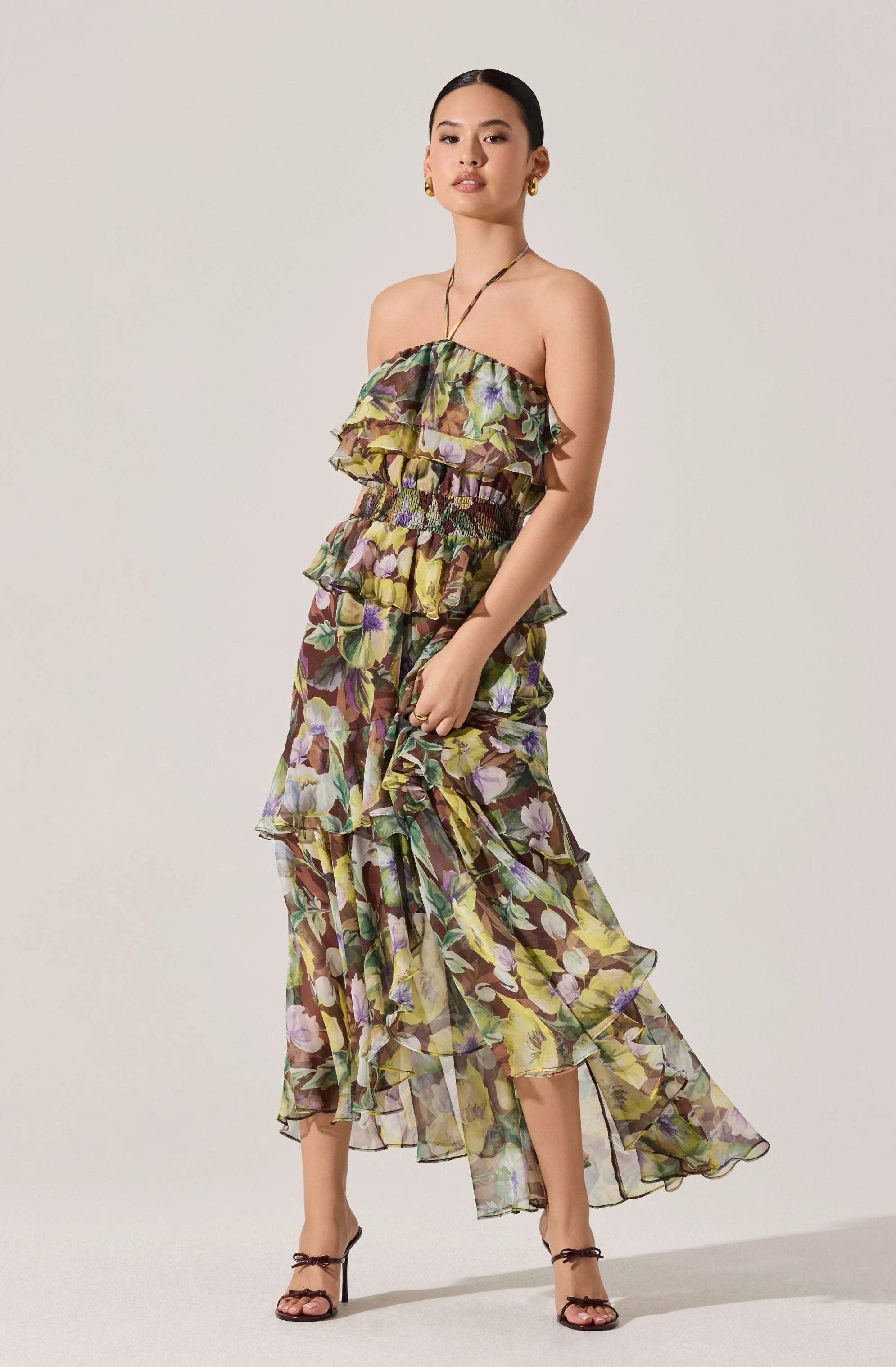 Elena Floral Halter Maxi Dress