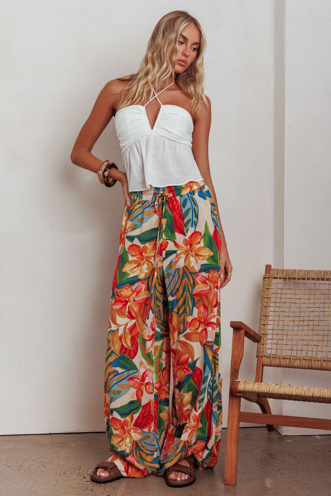 Marula Wide Leg Drawstring Pants Botanical