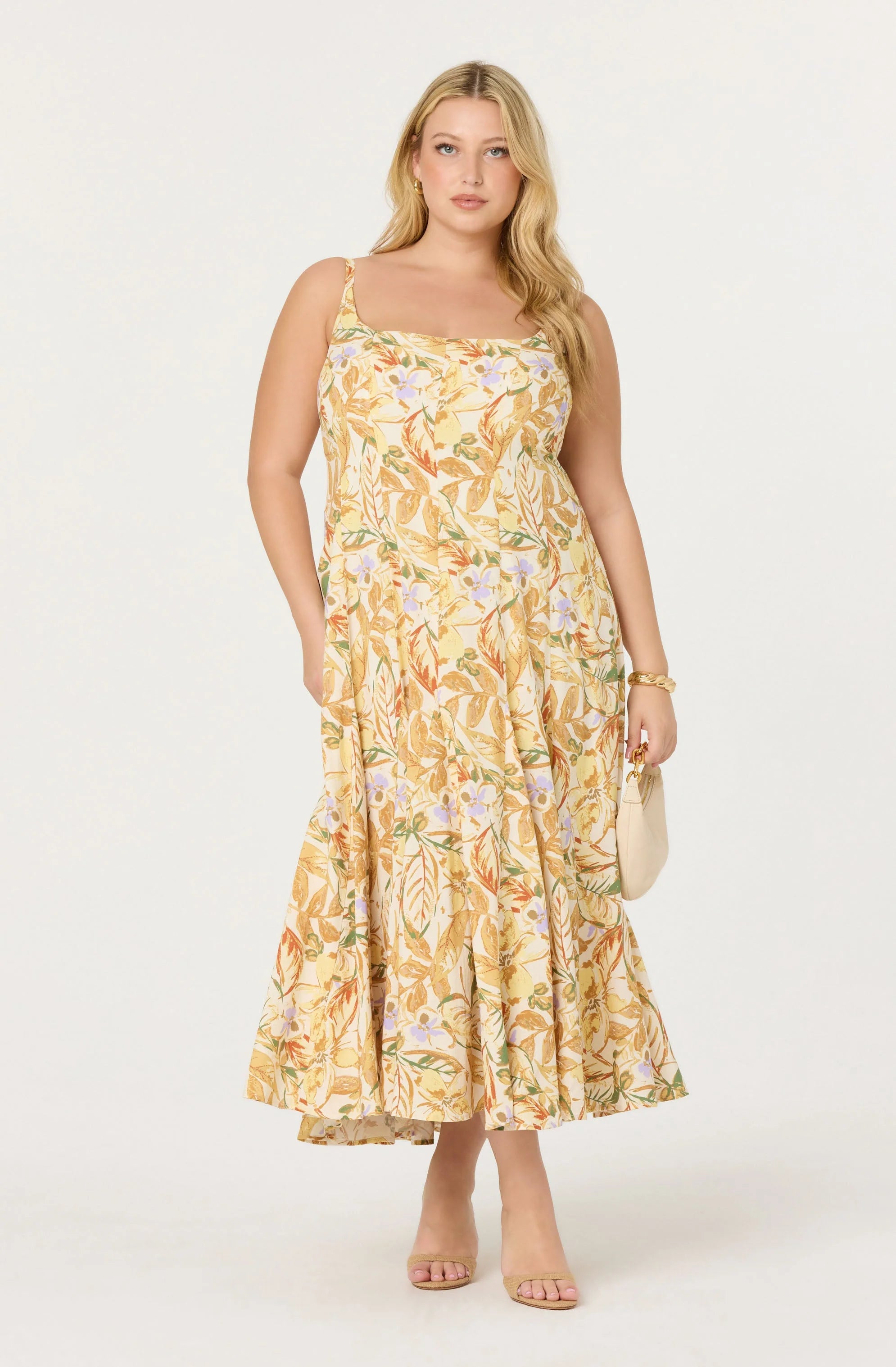 Jaleyah Paneled Flare Midi Dress