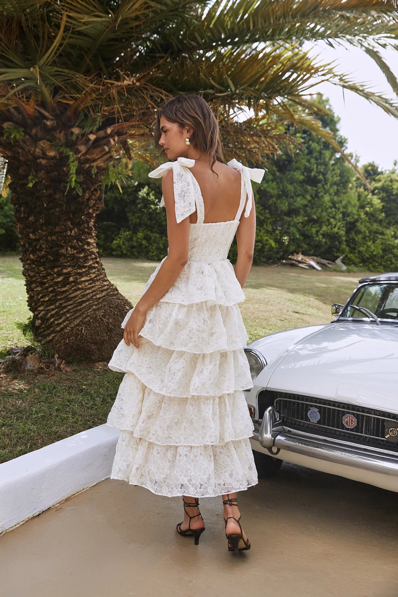 Mediterranean Muse Tiered Midi Dress Ivory