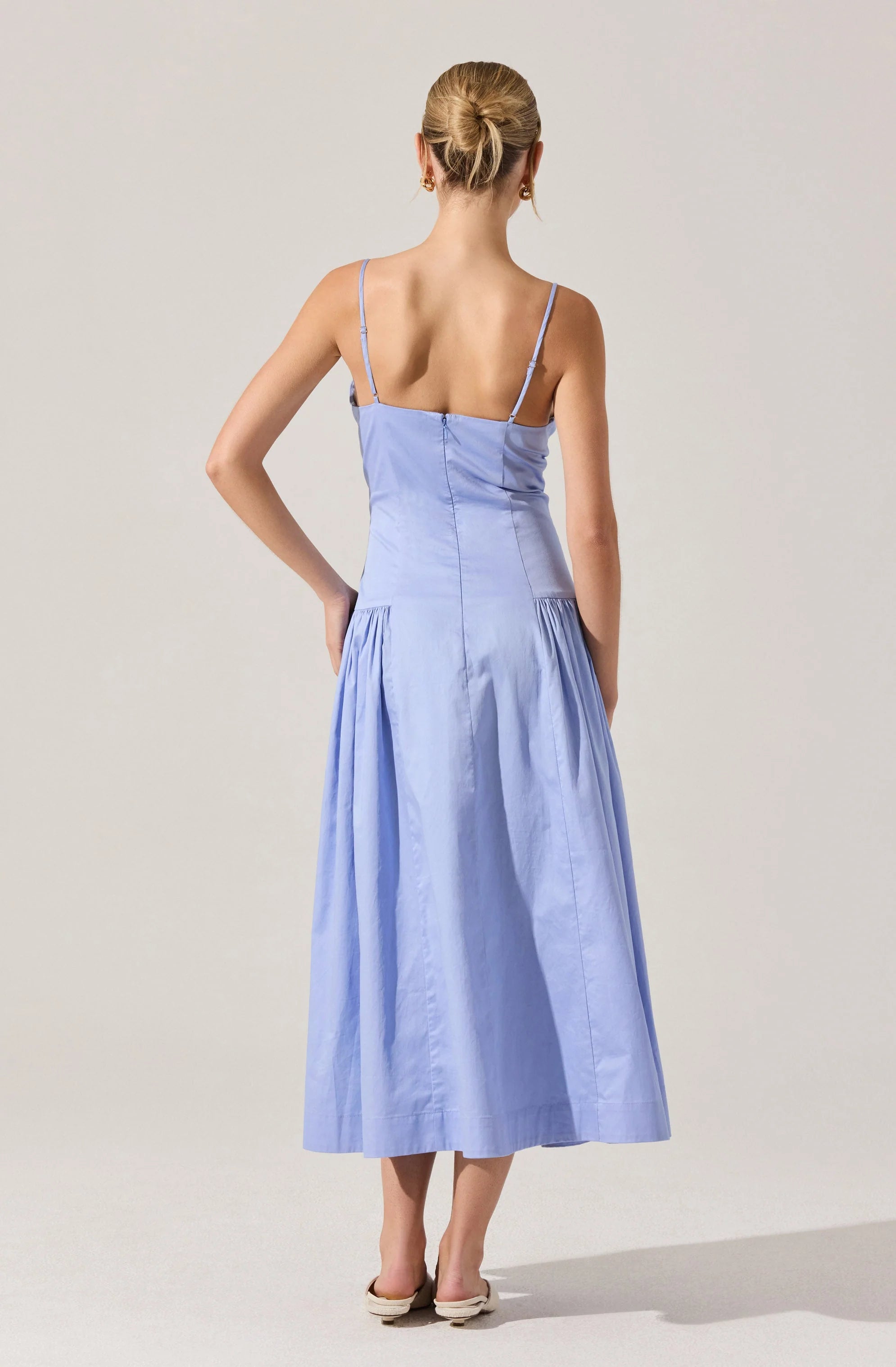 High Square Neck Midi Dress