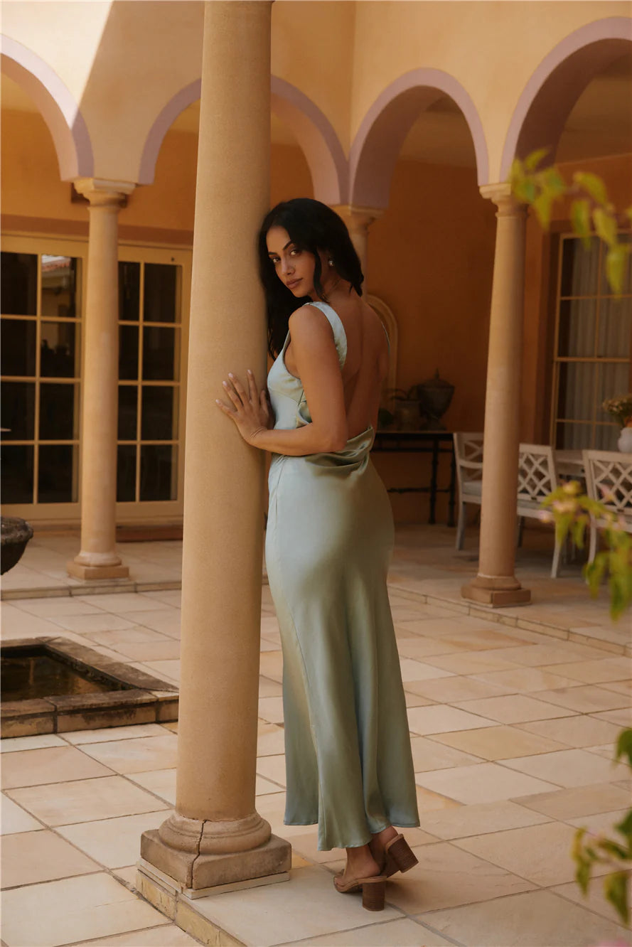 Isabel Carmona Midi Dress Sage Green