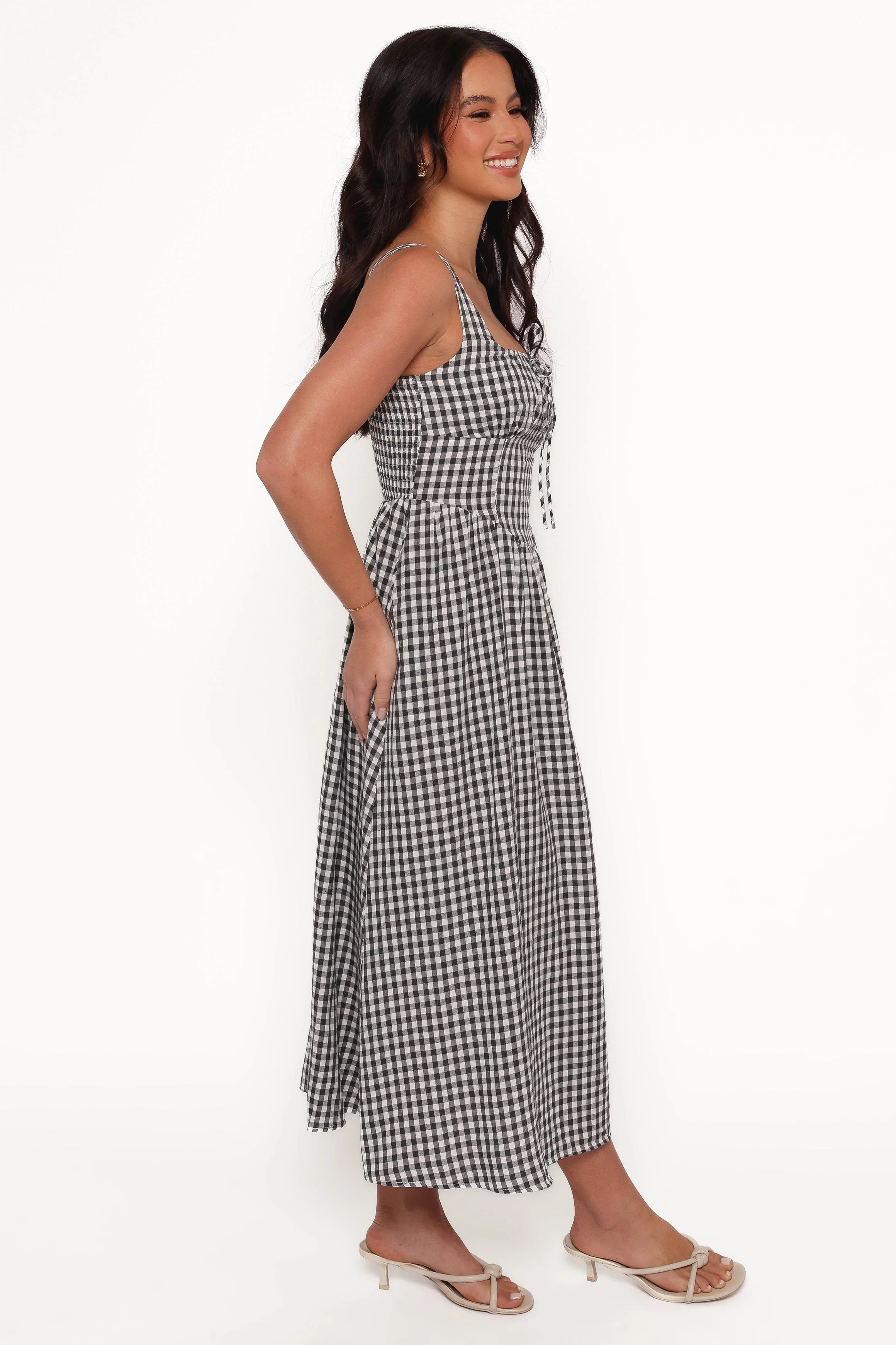 Kinslee Midi Dress - Black Gingham