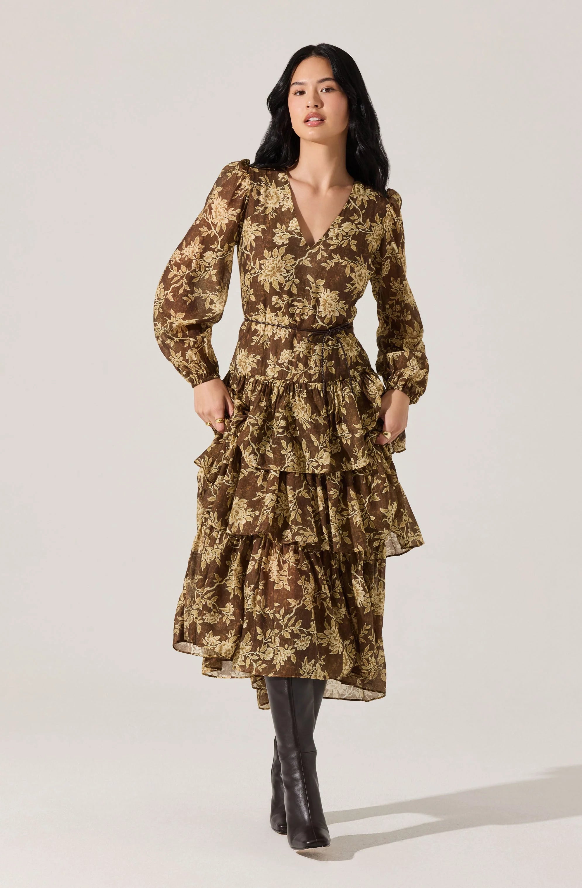 Franchesca Tiered Ruffle Midi Dress