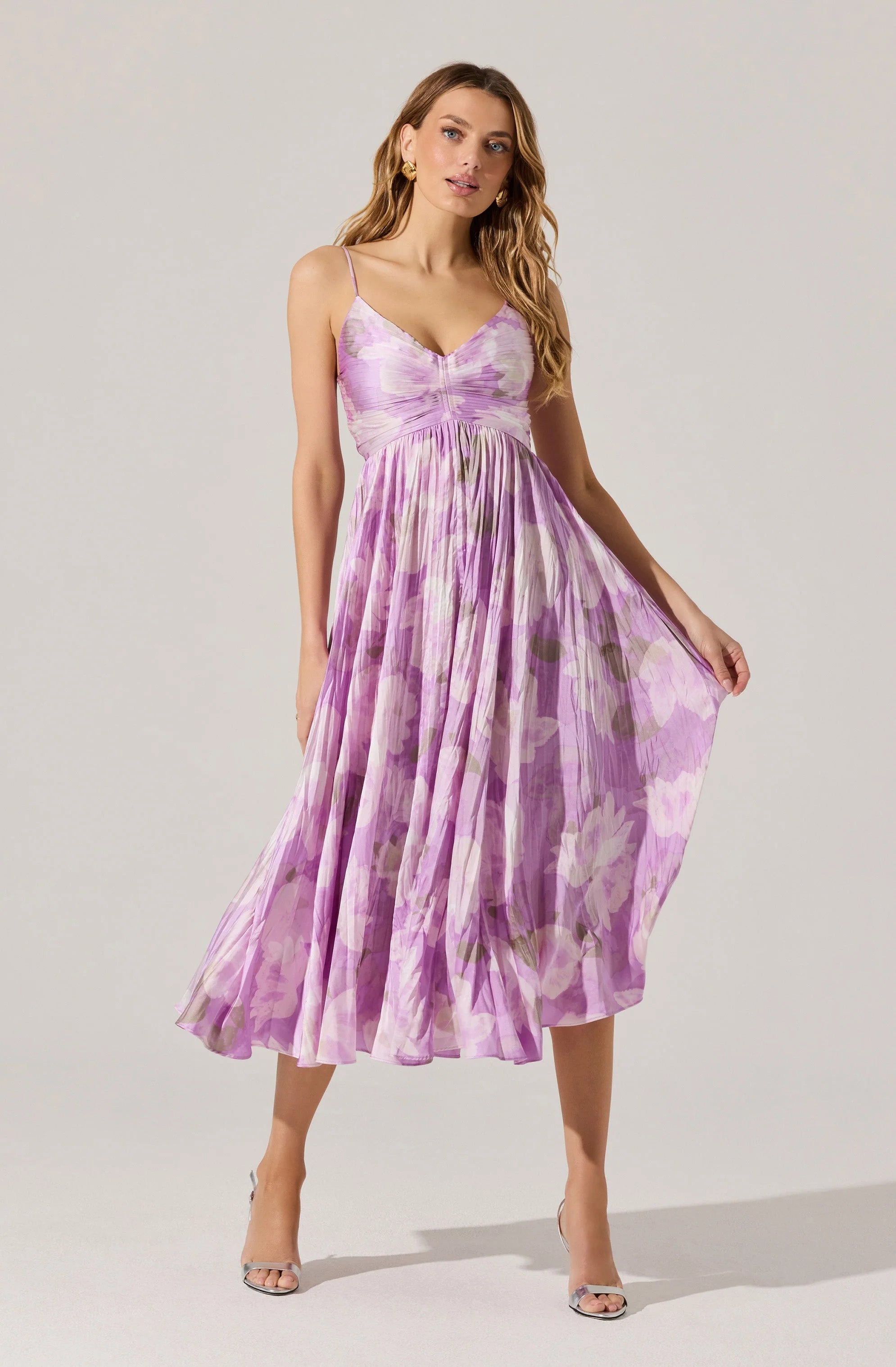 Maeve Printed Pleated Midi Dress
