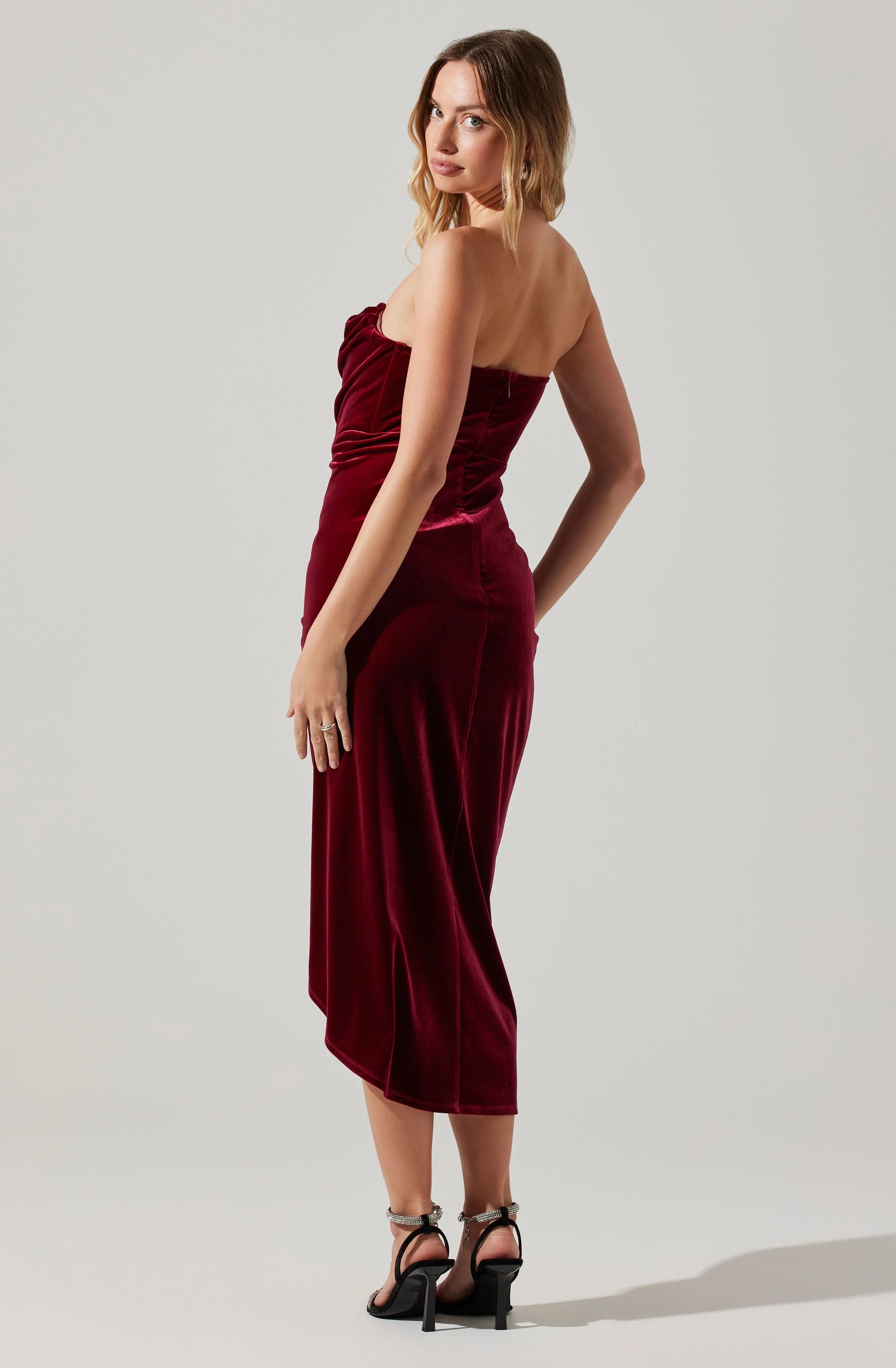 Meghan Velvet Draped Midi Dress