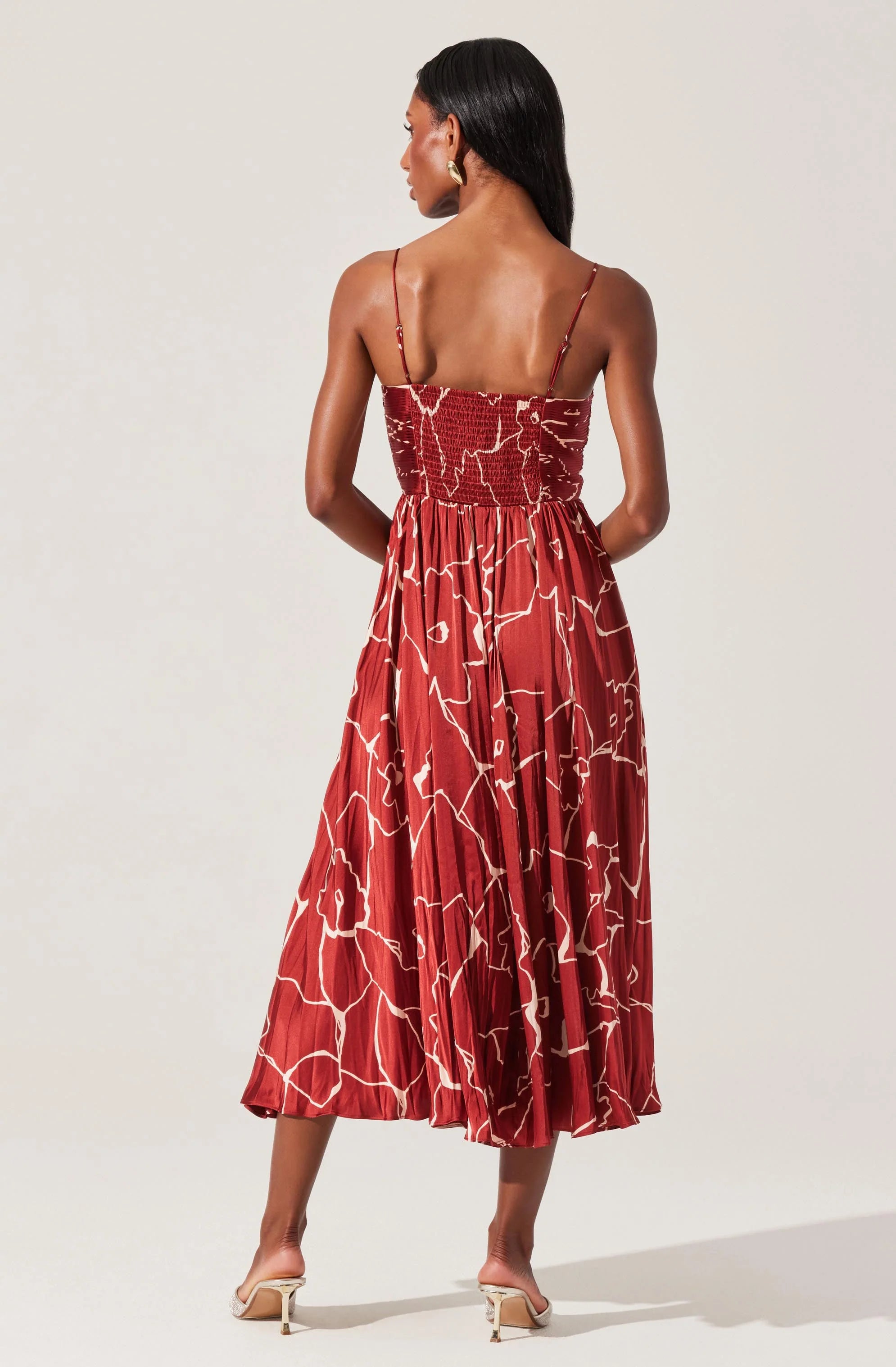 Maeve Printed Pleated Midi Dress