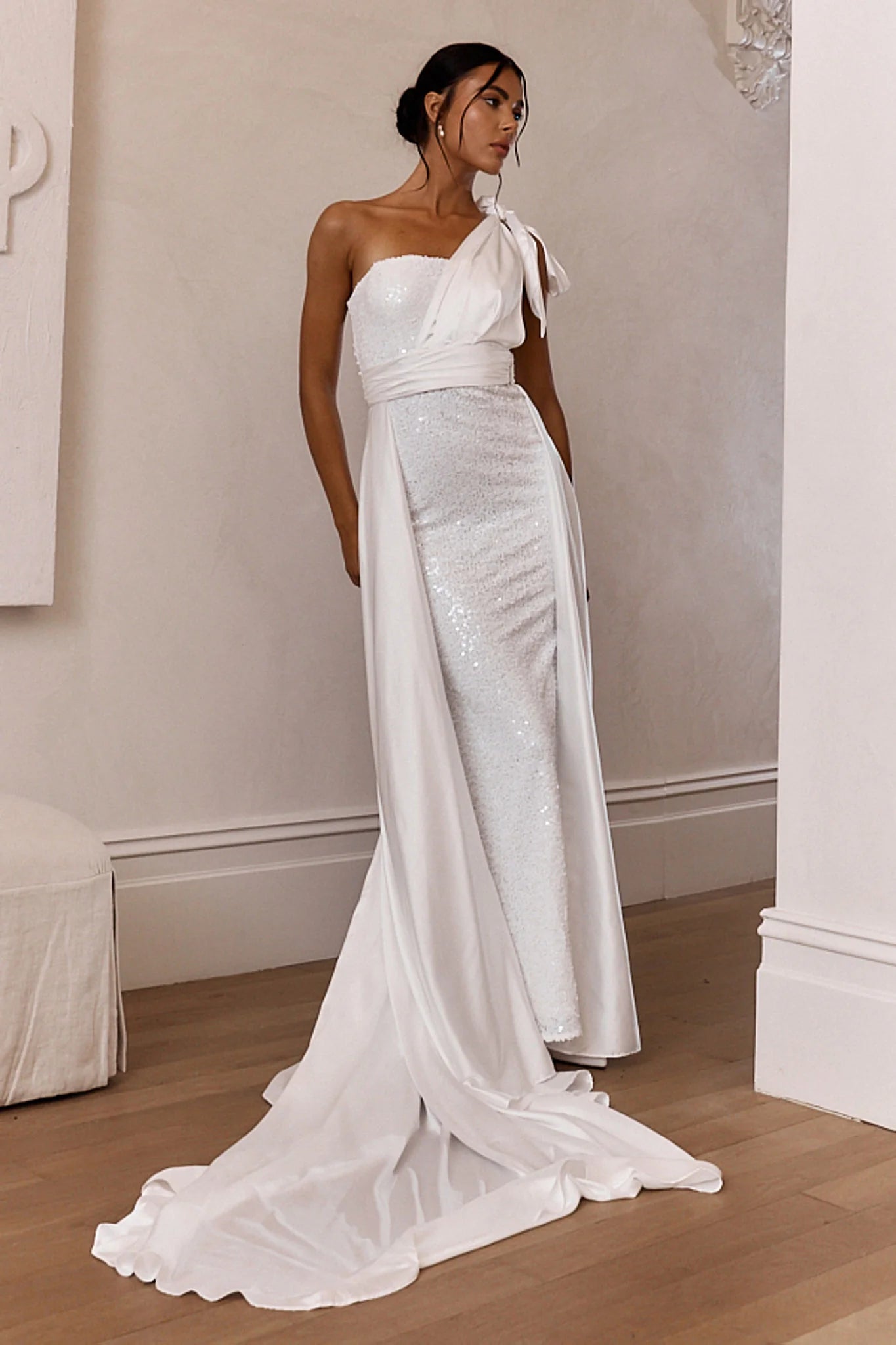 Francene Two Piece Sequin Maxi Dress White