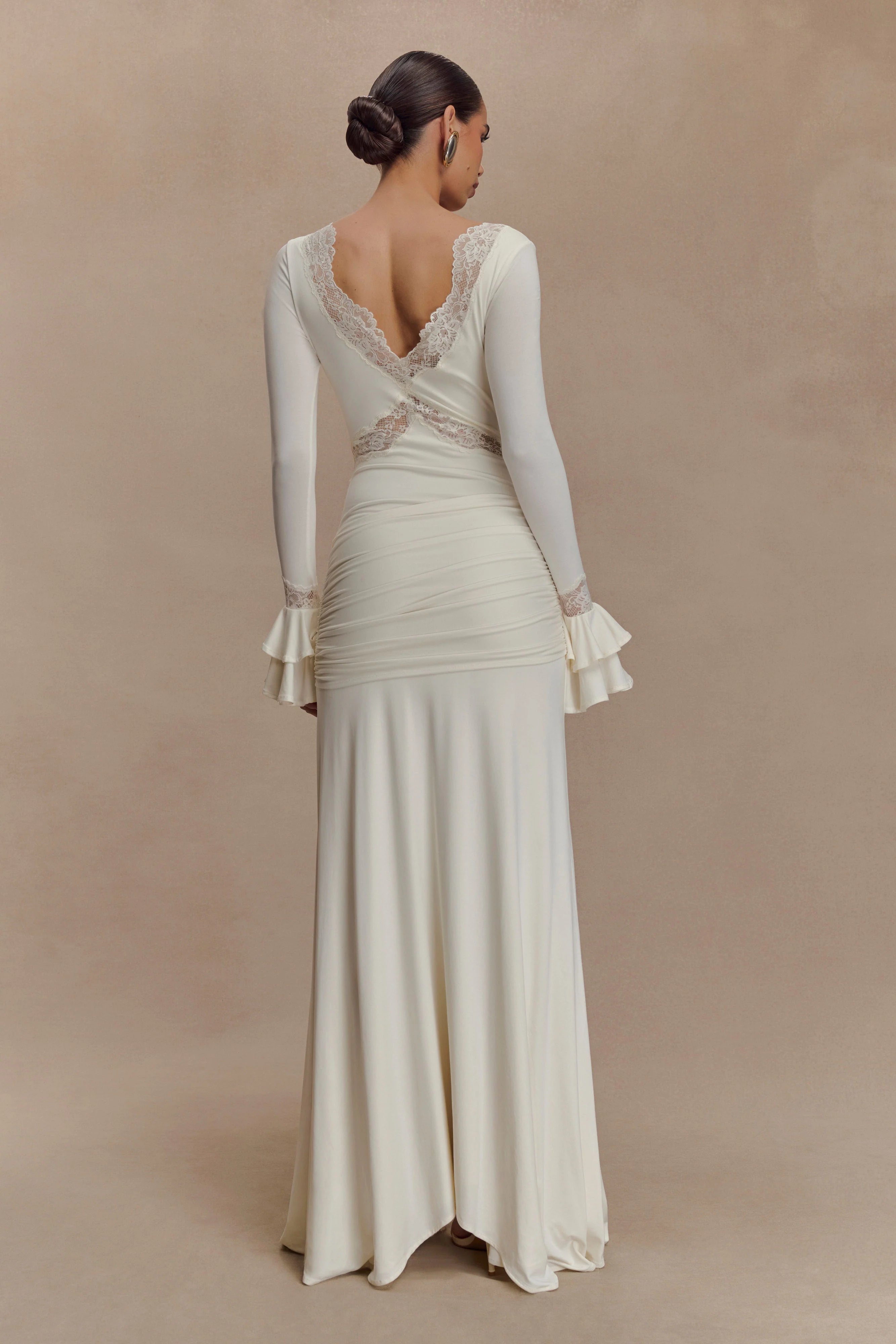 Electra Slinky Lace Maxi Dress - Ivory