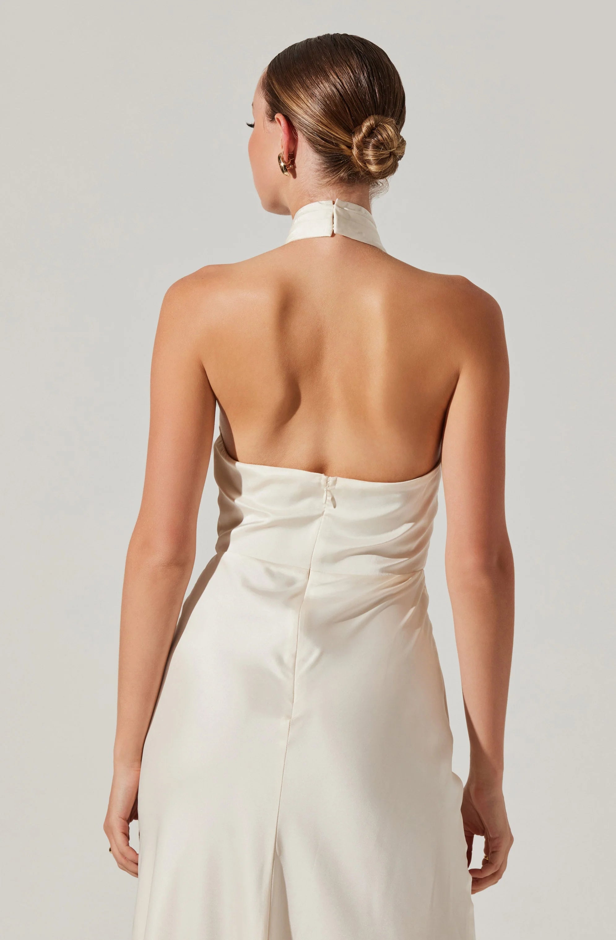 Marissa Satin Halter Neck Midi Dress