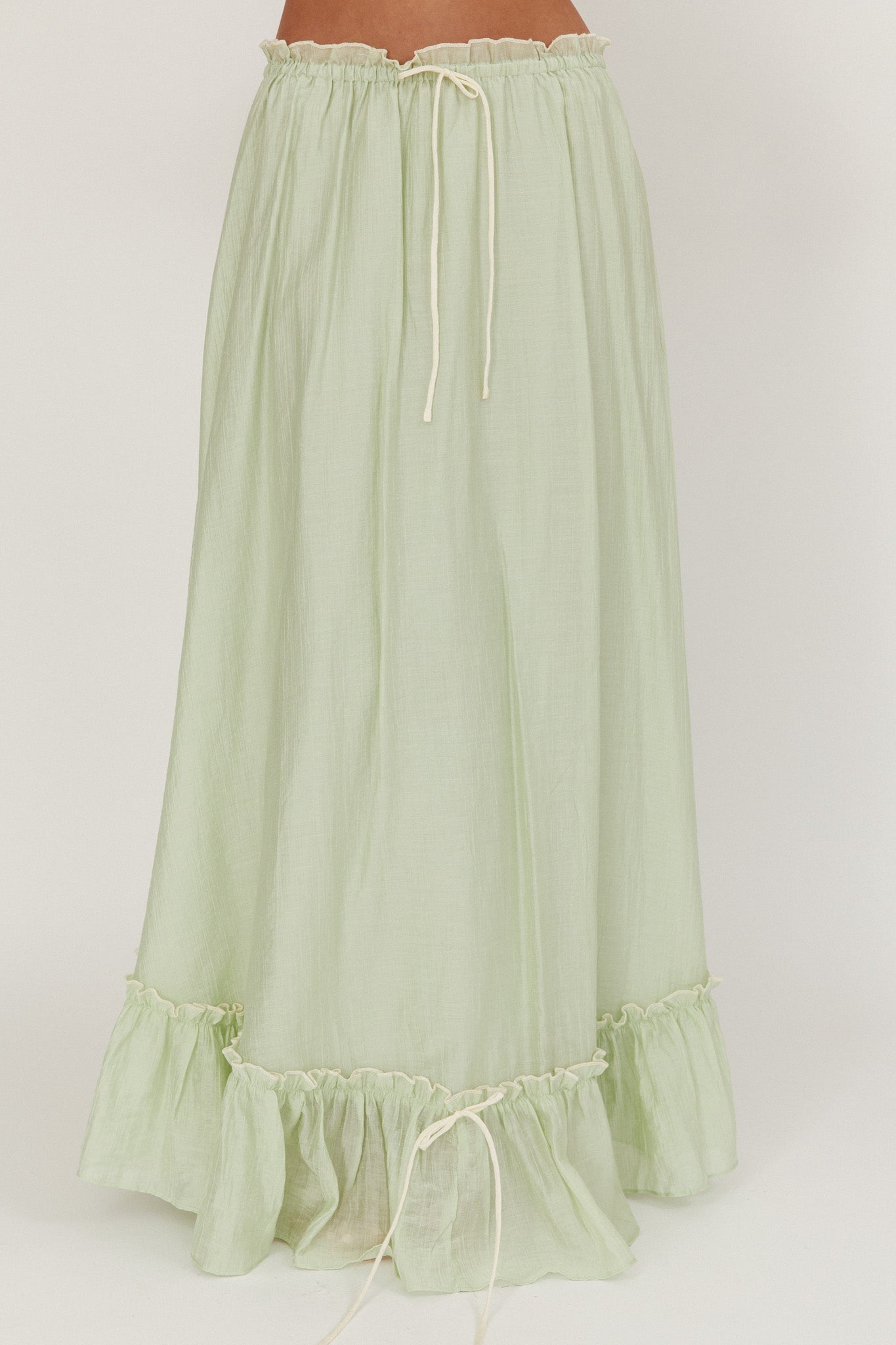 Maidens Tie Detail Overlock Maxi Skirt Sage