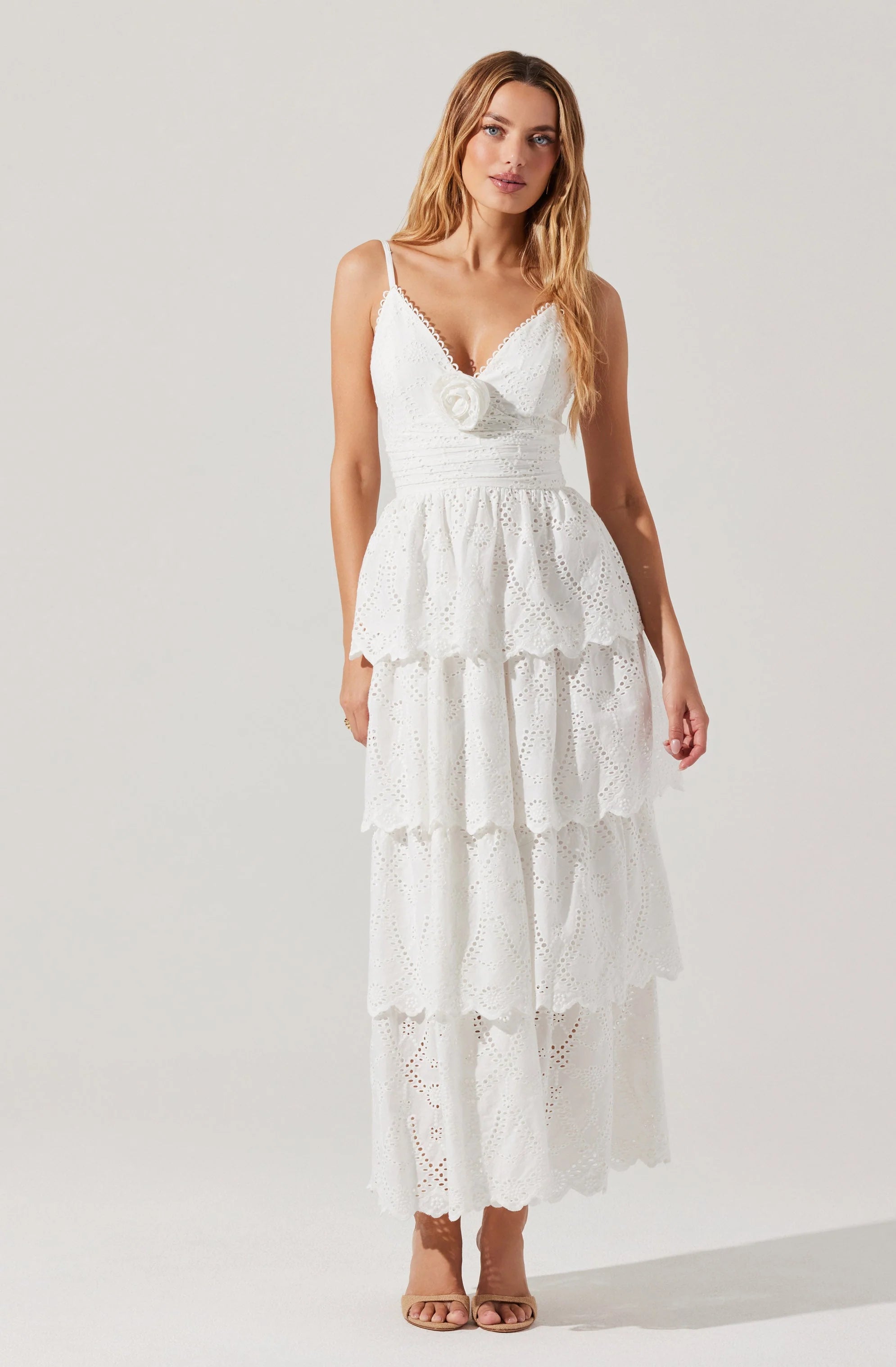 Faeryn Eyelet Tiered Maxi Dress