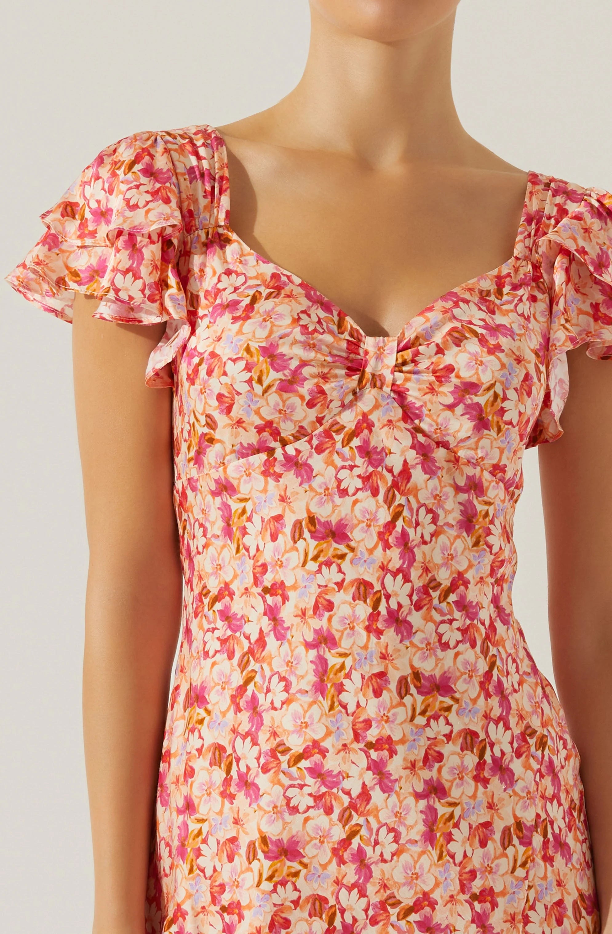 Maisy Floral Flutter Sleeve Midi Dress