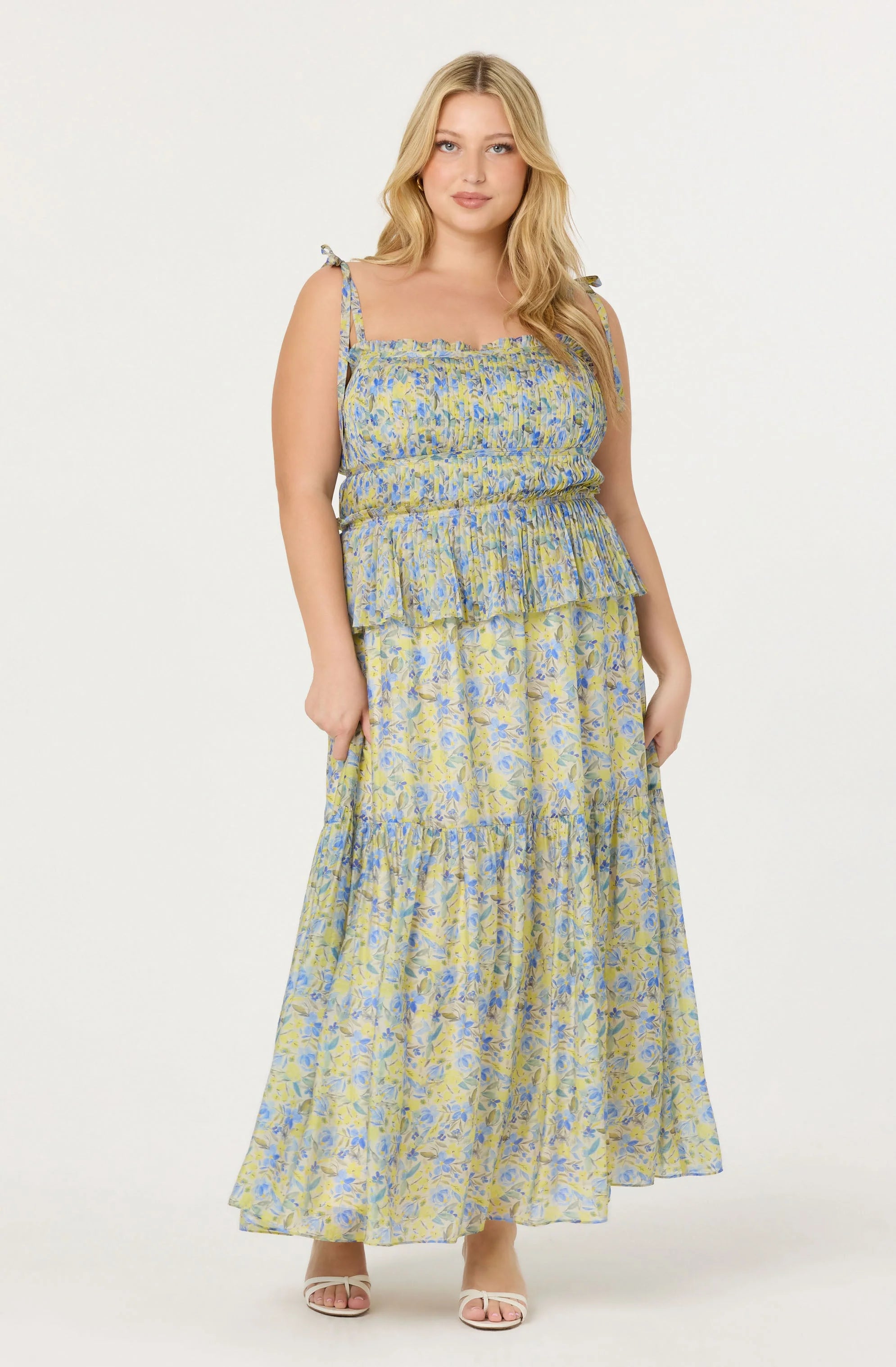 Ethelind Floral Pleated Maxi Dress