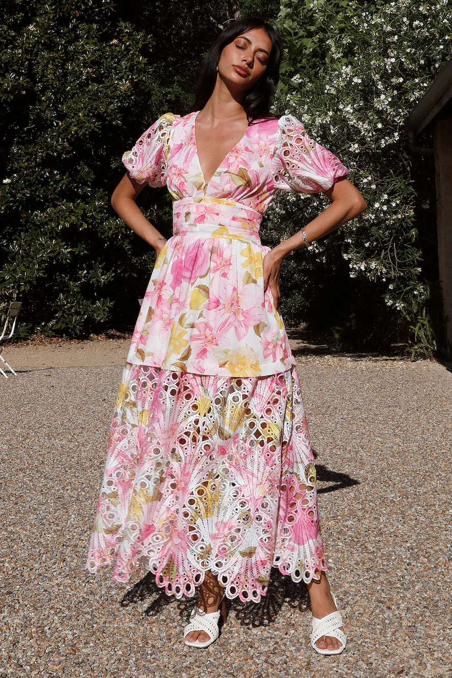 Floral Skies Maxi Dress Pink