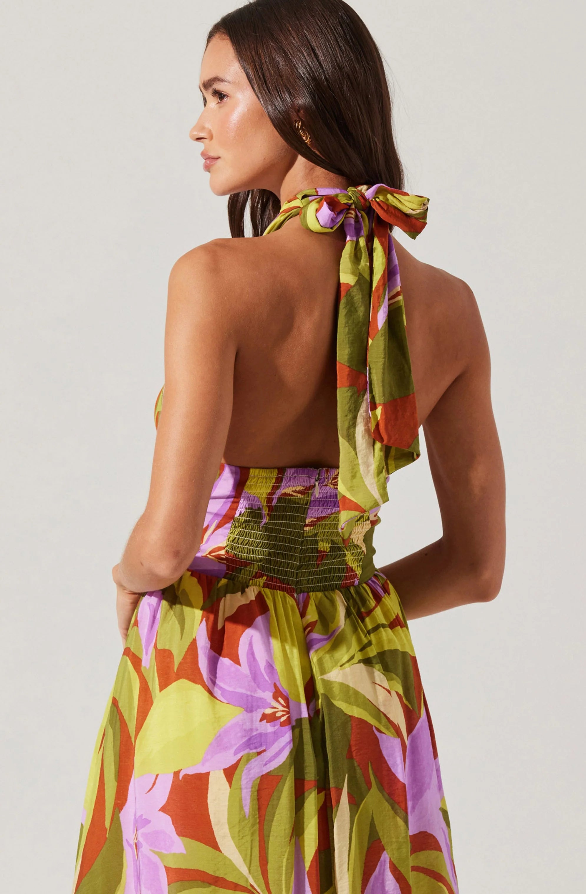 Kalia Crossover Halter Midi Dress