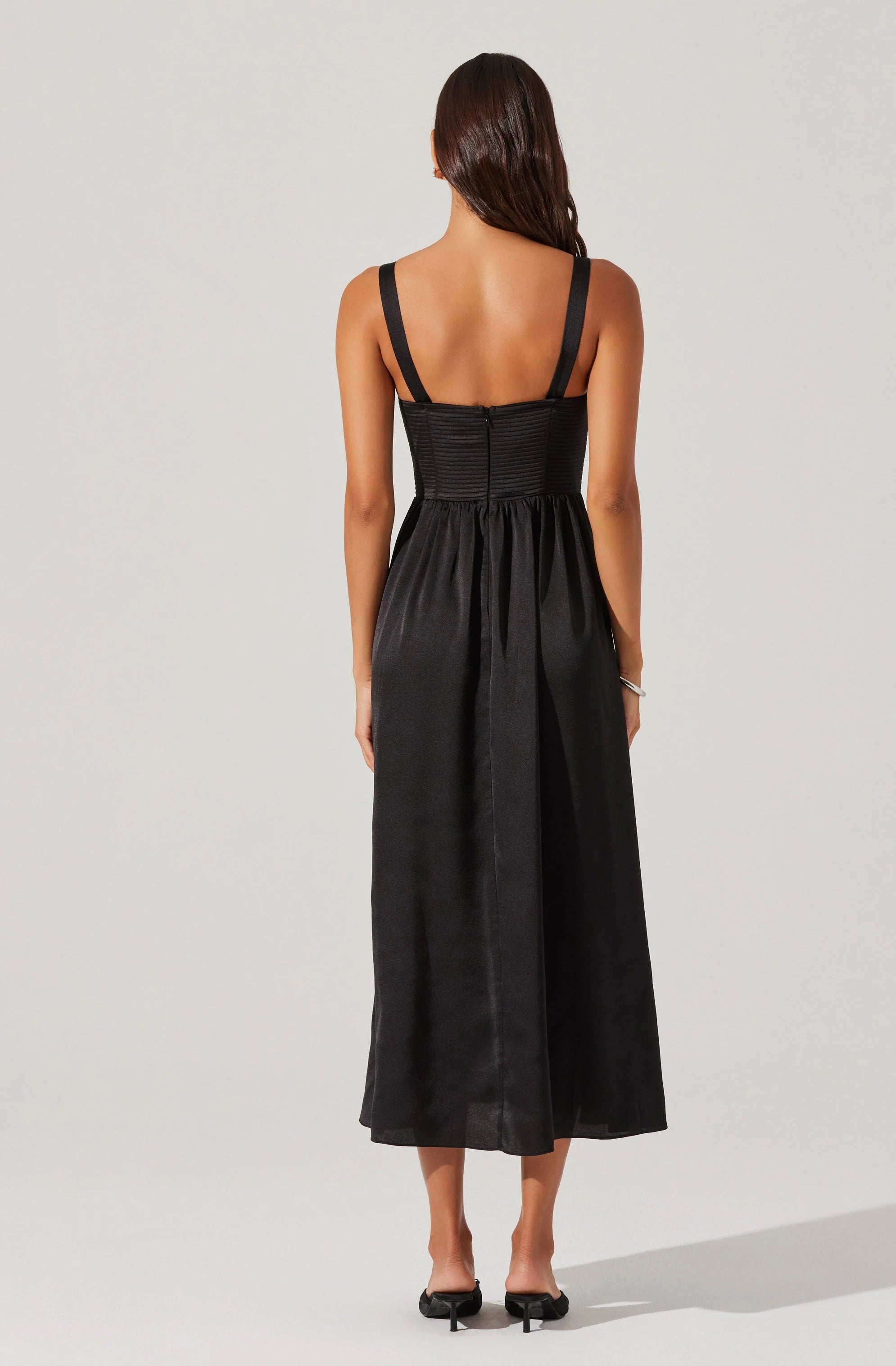 Pleated Bustier Midi Dress