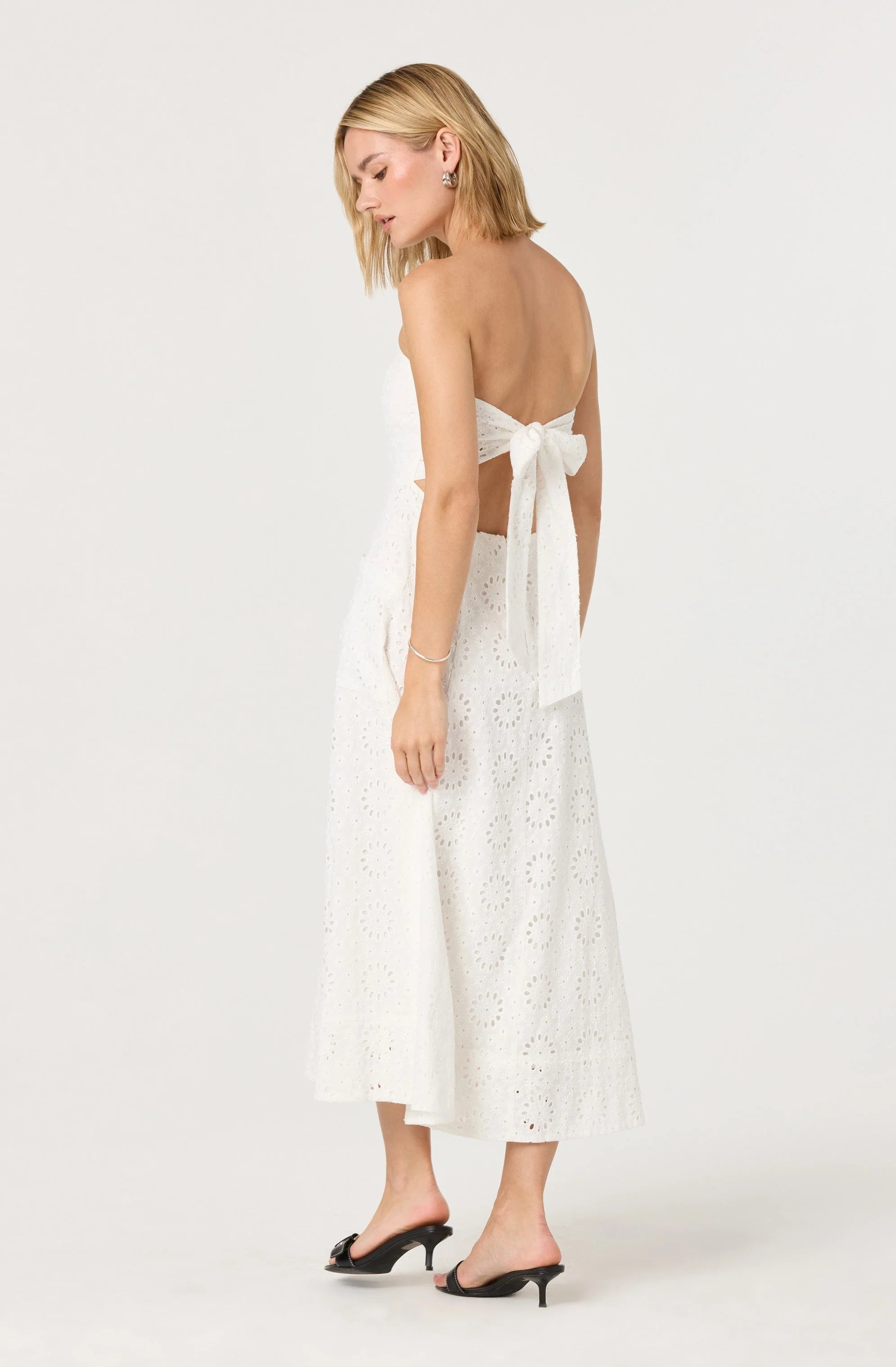 Eyelet Strapless Midi Dress