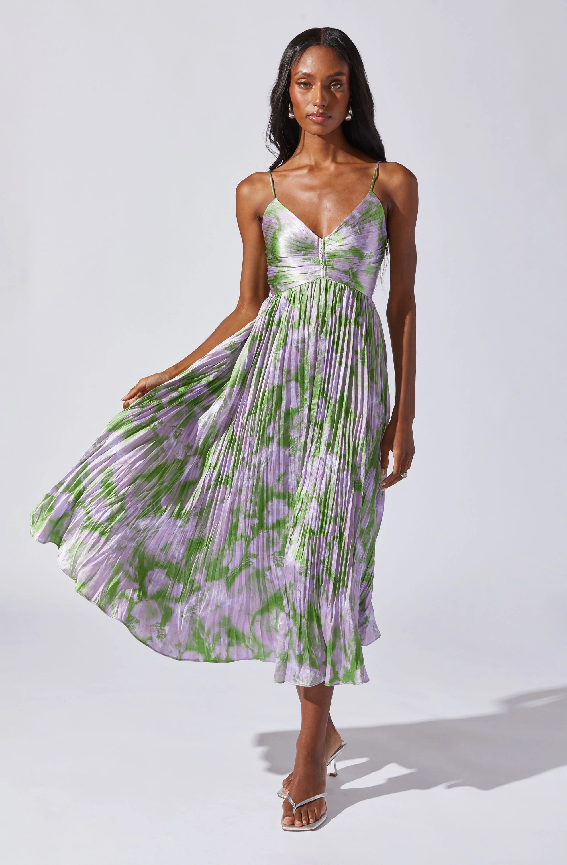 Maeve Printed Pleated Midi Dress