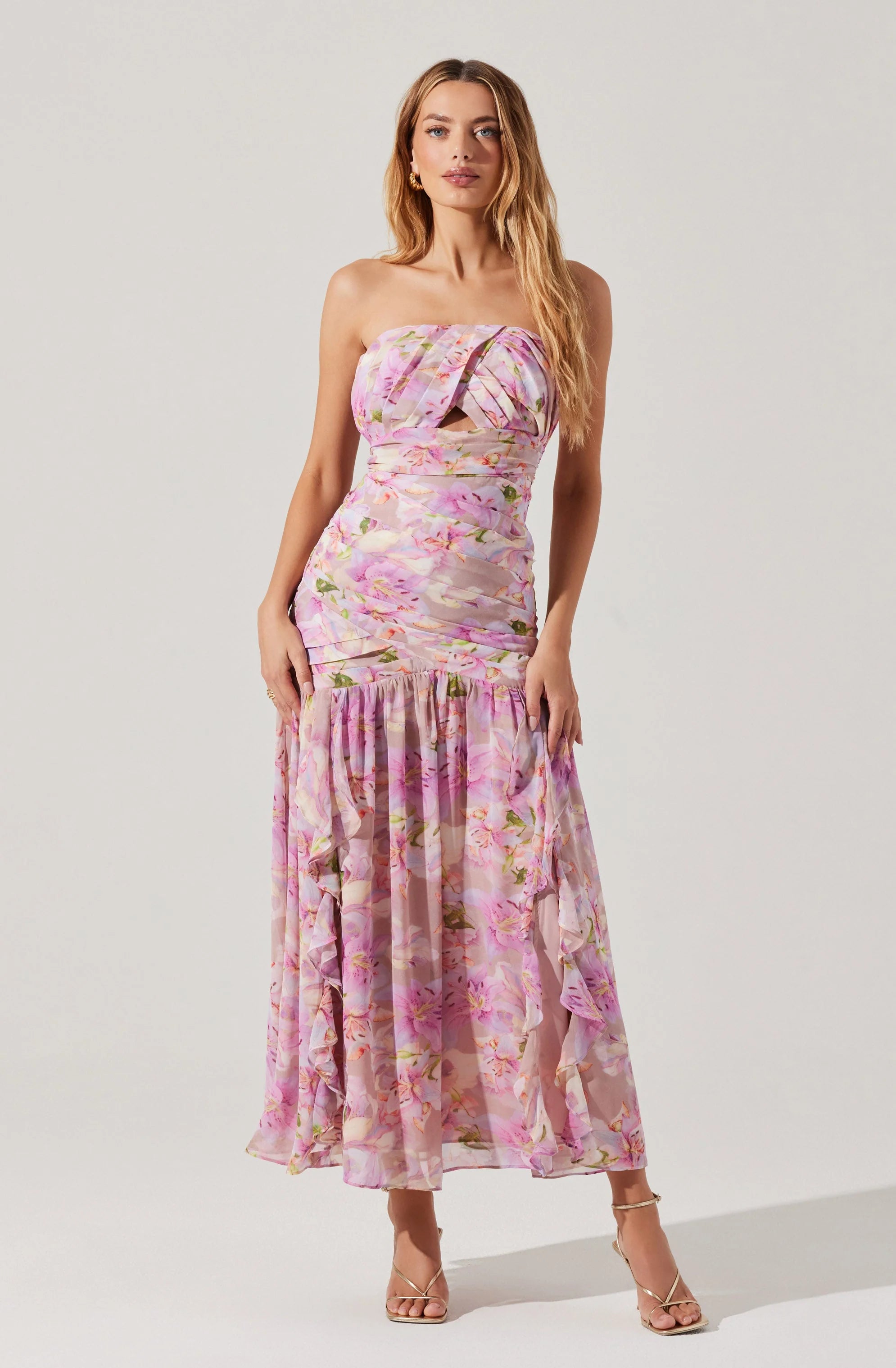 Estefany Strapless Pleated Maxi Dress