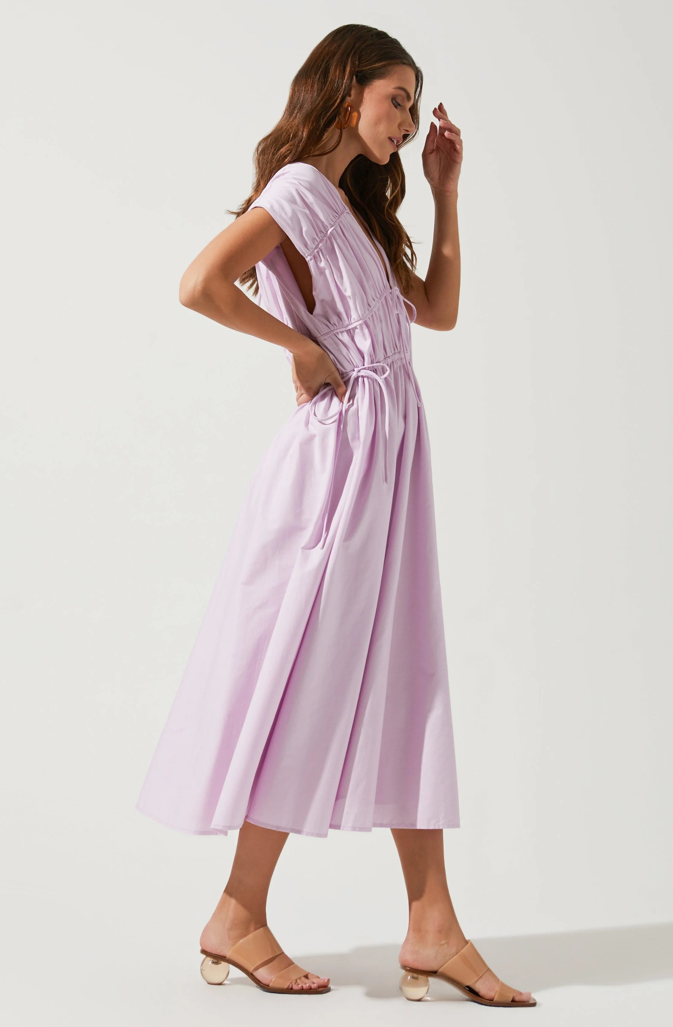 Lorrie Sleeveless Ruched Midi Dress