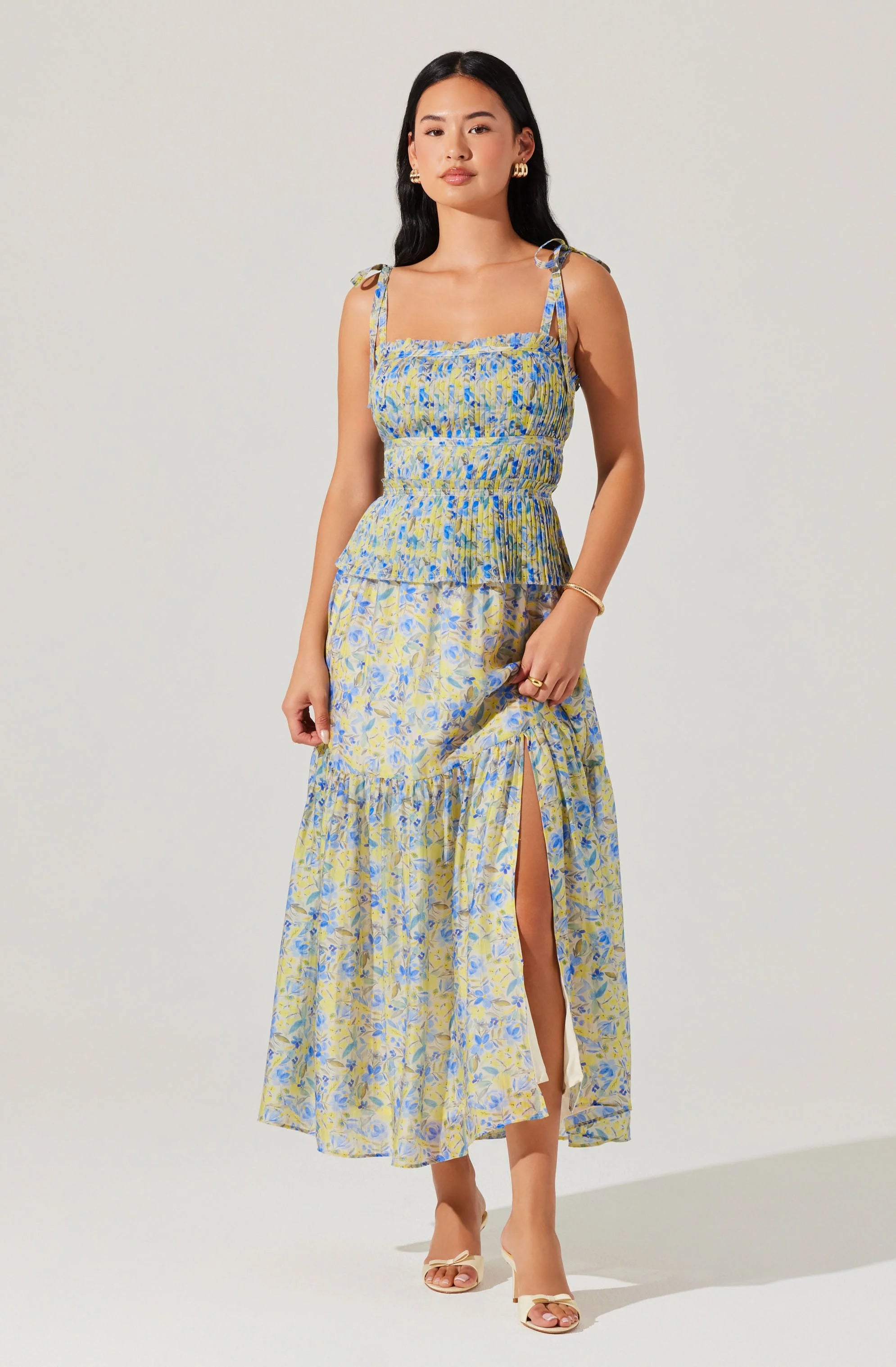 Ethelind Floral Pleated Maxi Dress