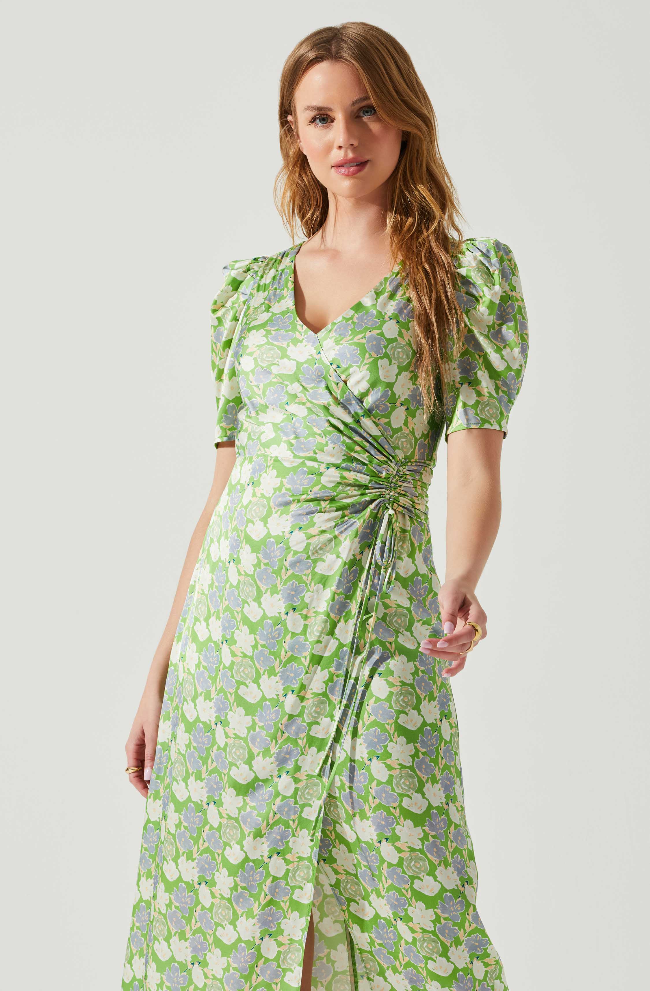 Martina Floral Ruched Midi Dress