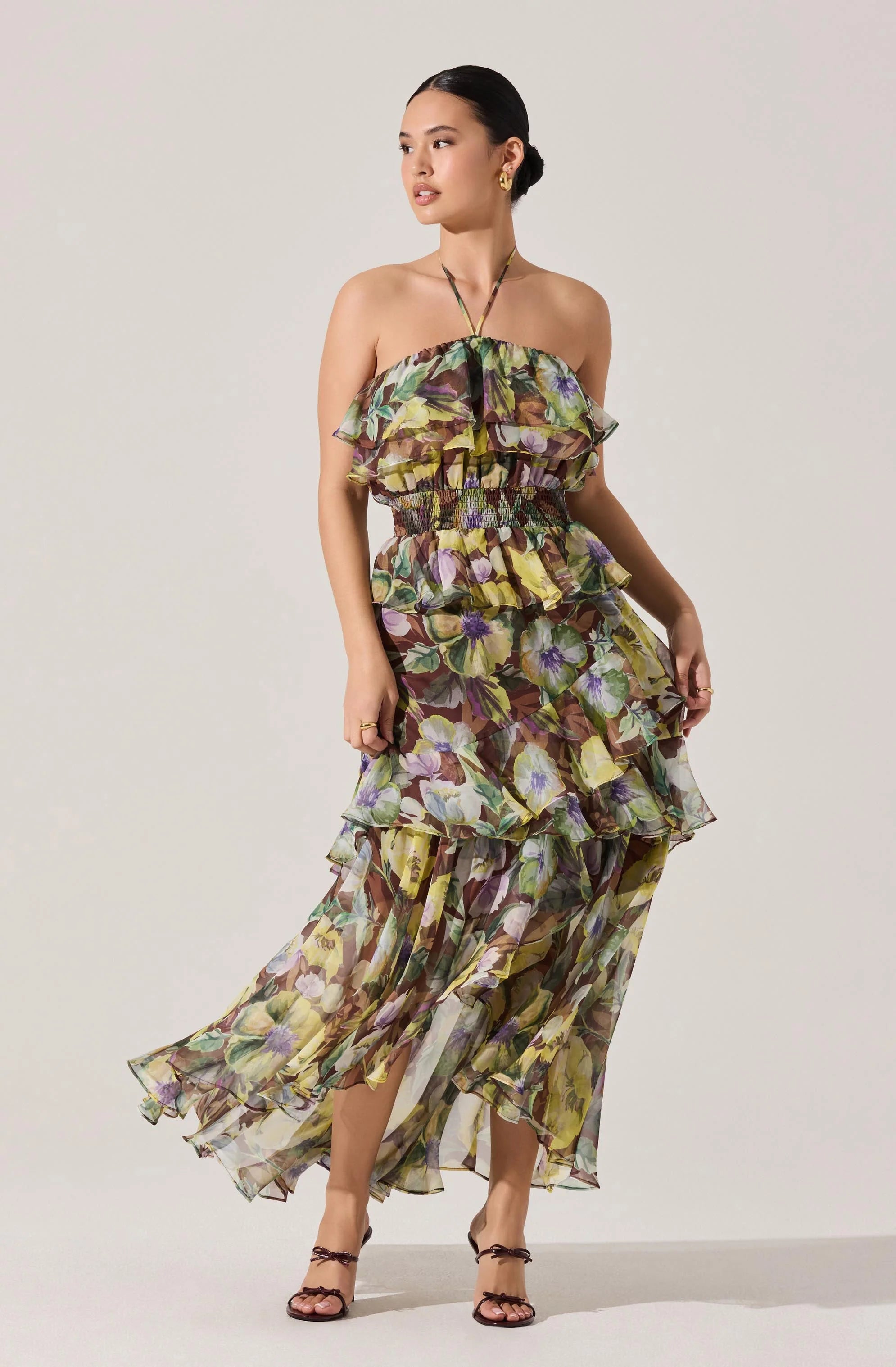 Elena Floral Halter Maxi Dress