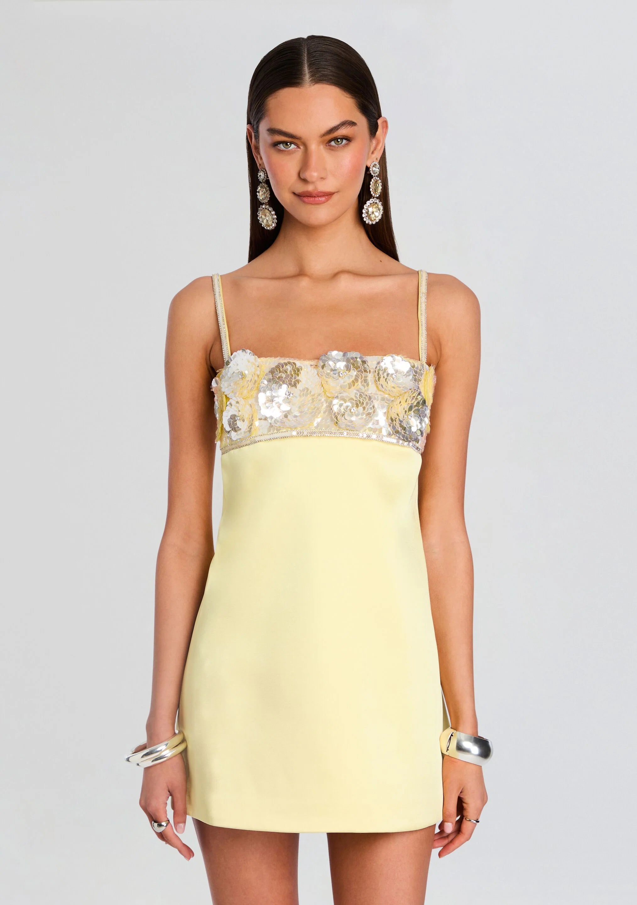 Lark Embroidered Dress-Yellow