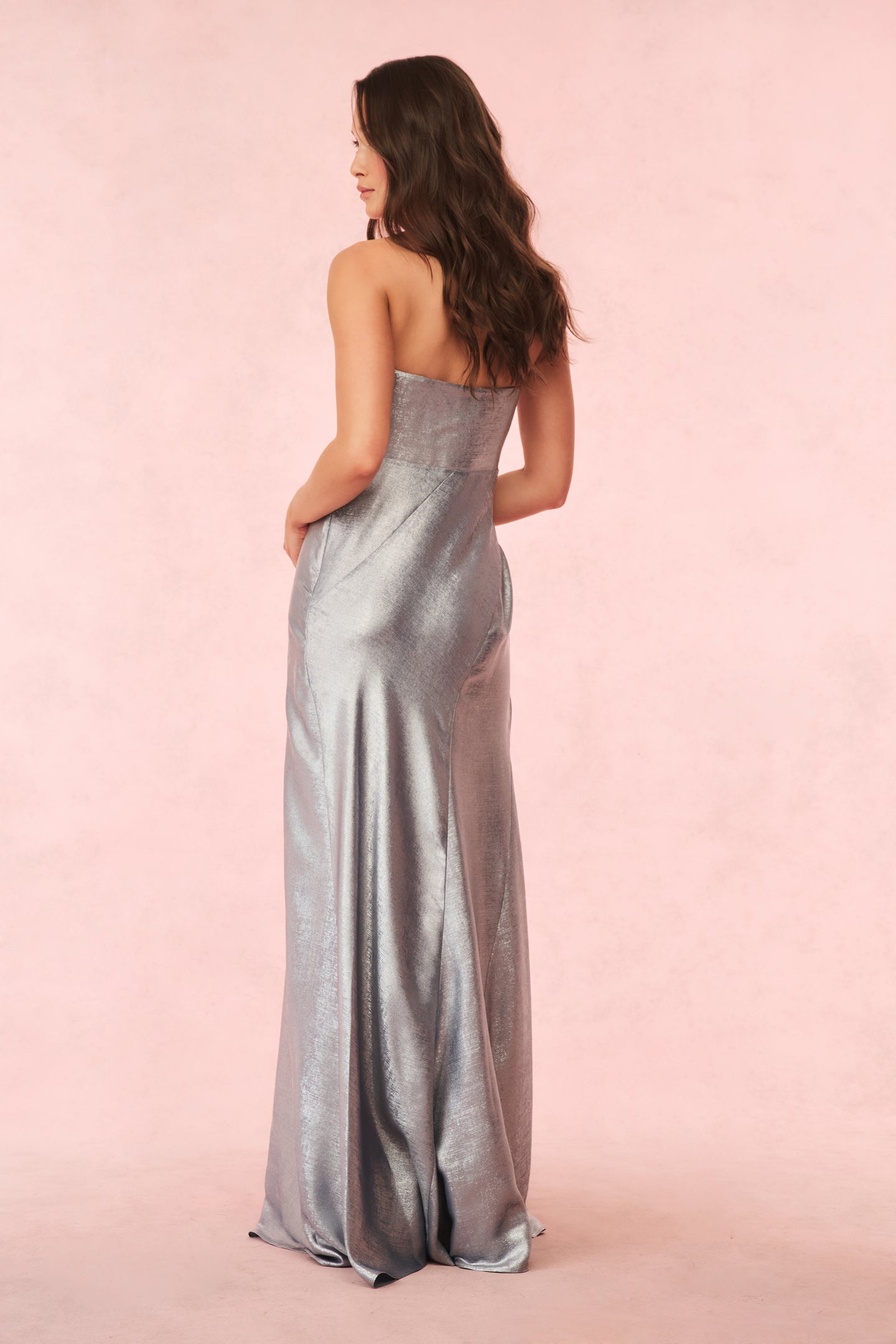 Elmina Strapless Metallic Gown