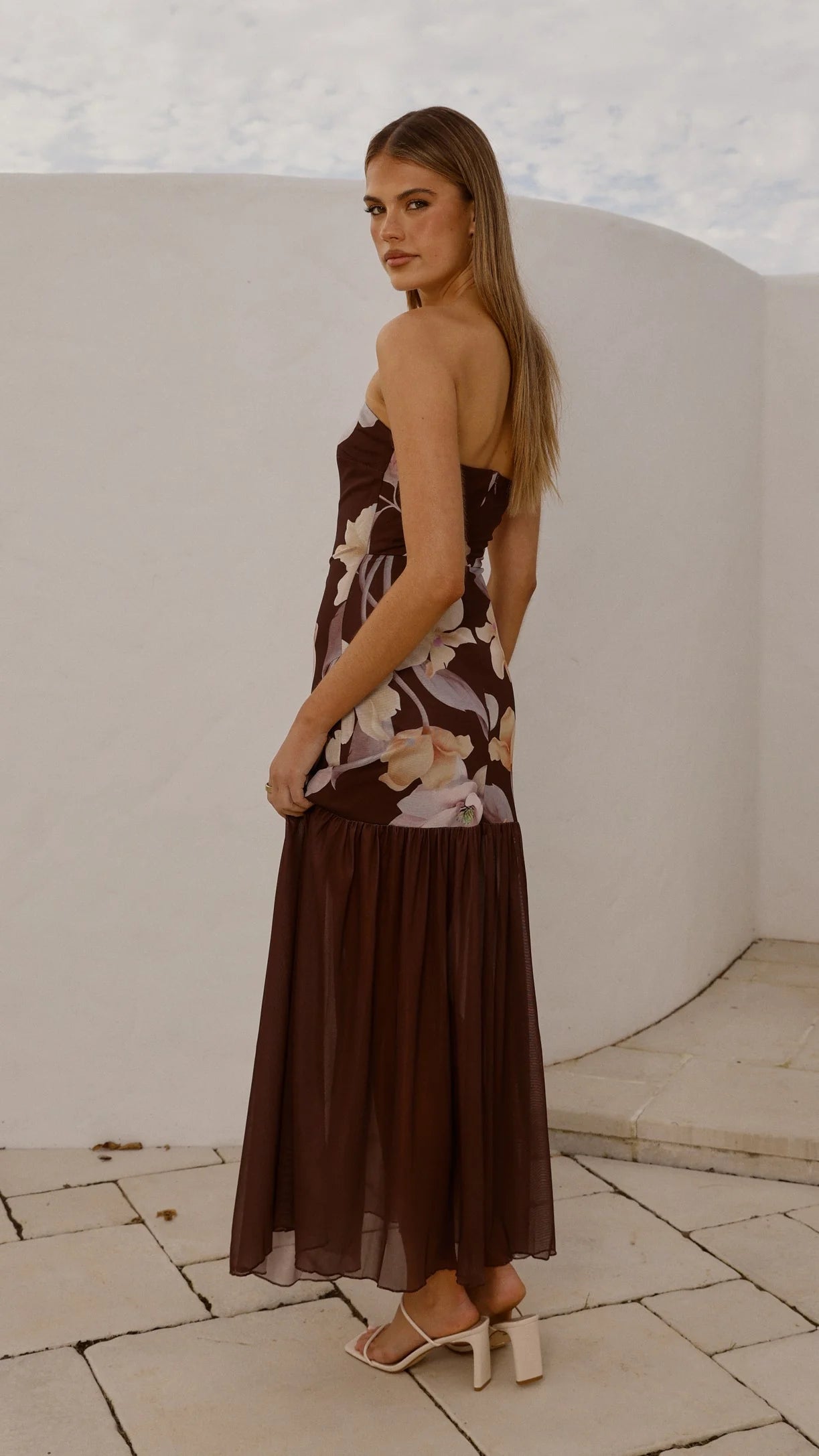 Elle Maxi Dress - Brown Floral