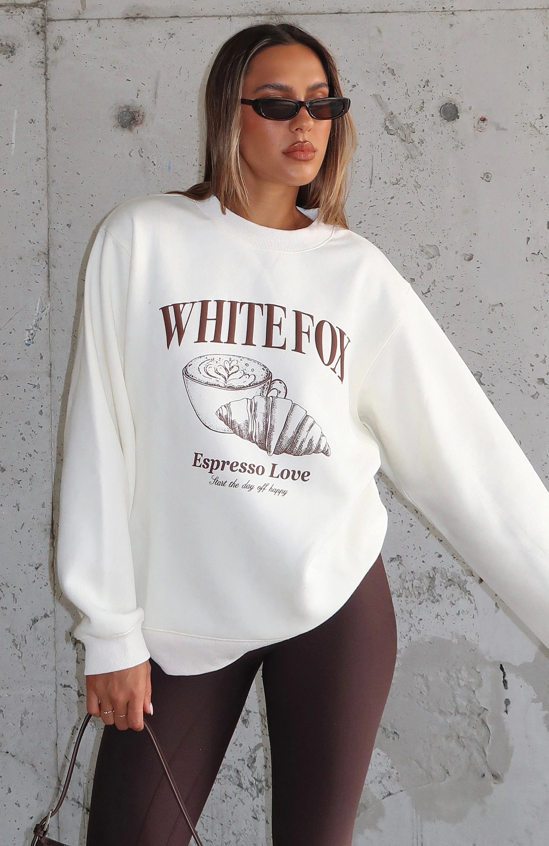 Espresso Love Oversized Sweater Off White