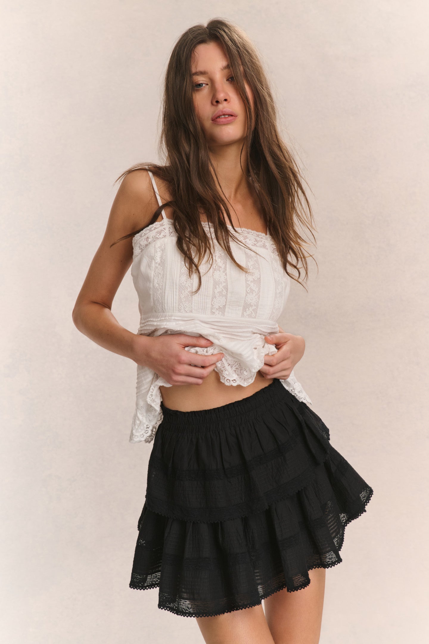 Ruffle Mini Skirt - BLACK
