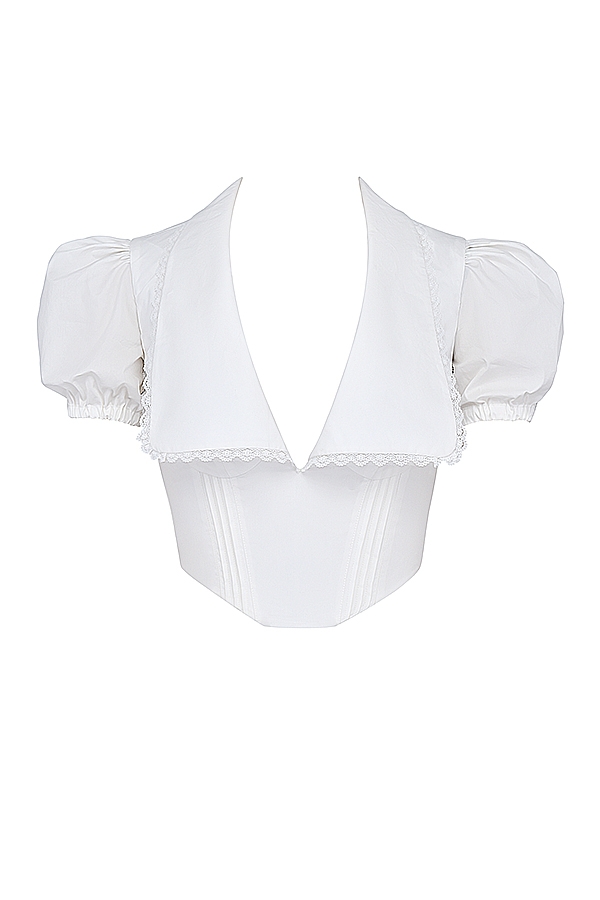 Augusta-White Pin Tuck Top