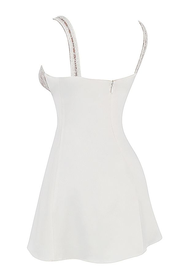Cassandra-Ivory Satin and Lace Mini Dress